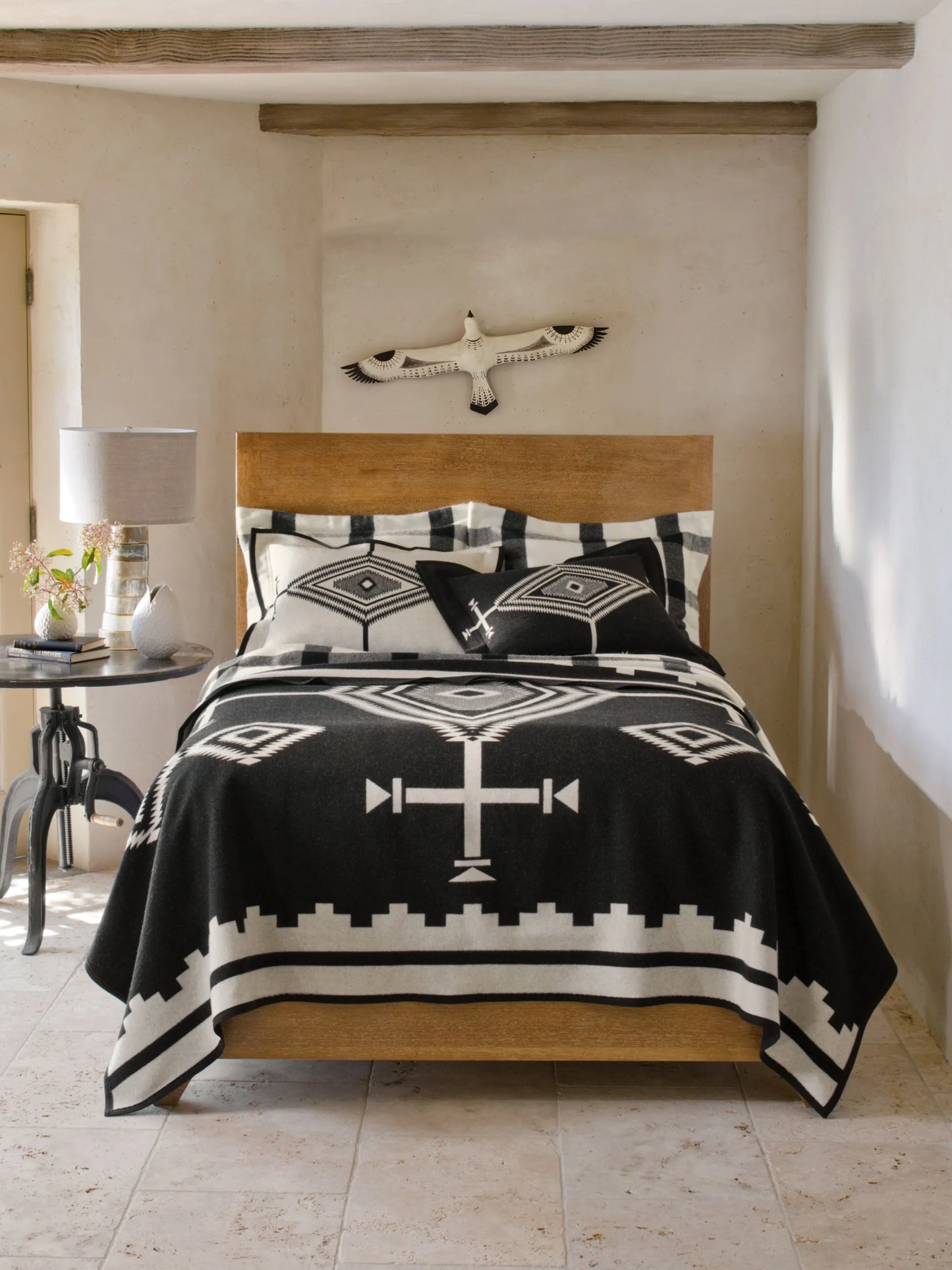 geometric-print jacquard blanket