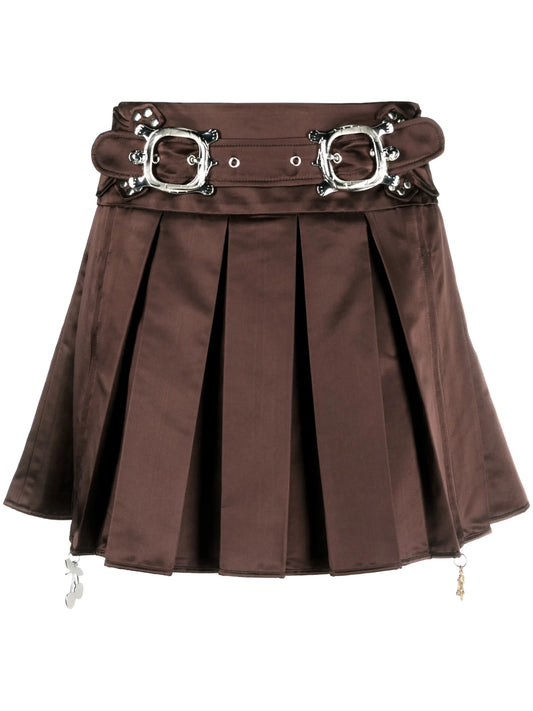Camber pleated satin miniskirt