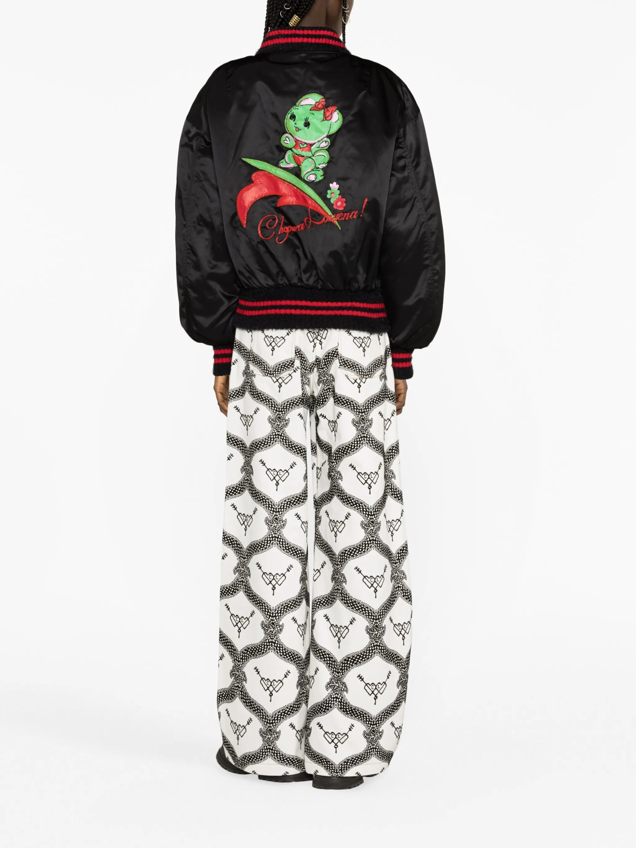 logo-embroidered bomber jacket