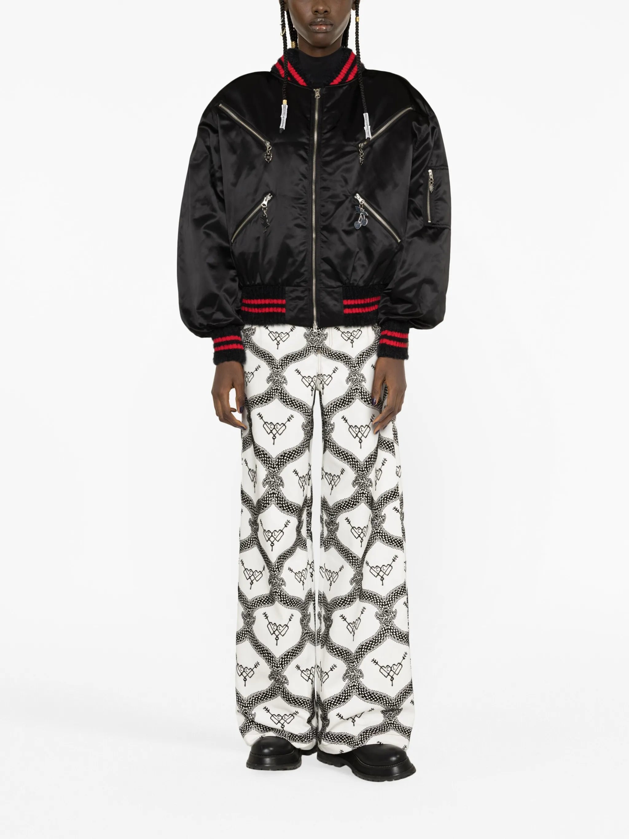 logo-embroidered bomber jacket