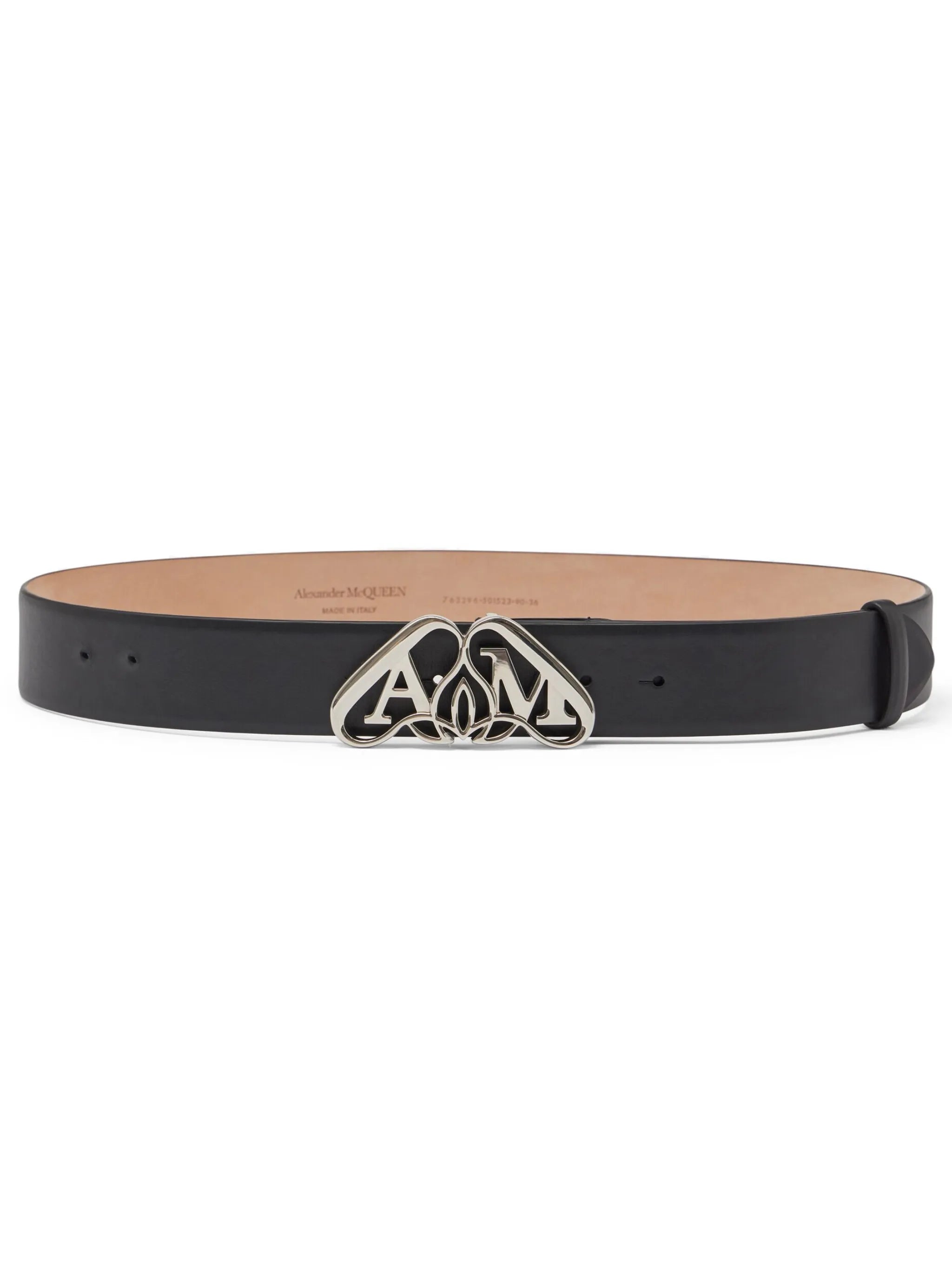 Seal-logo leather belt