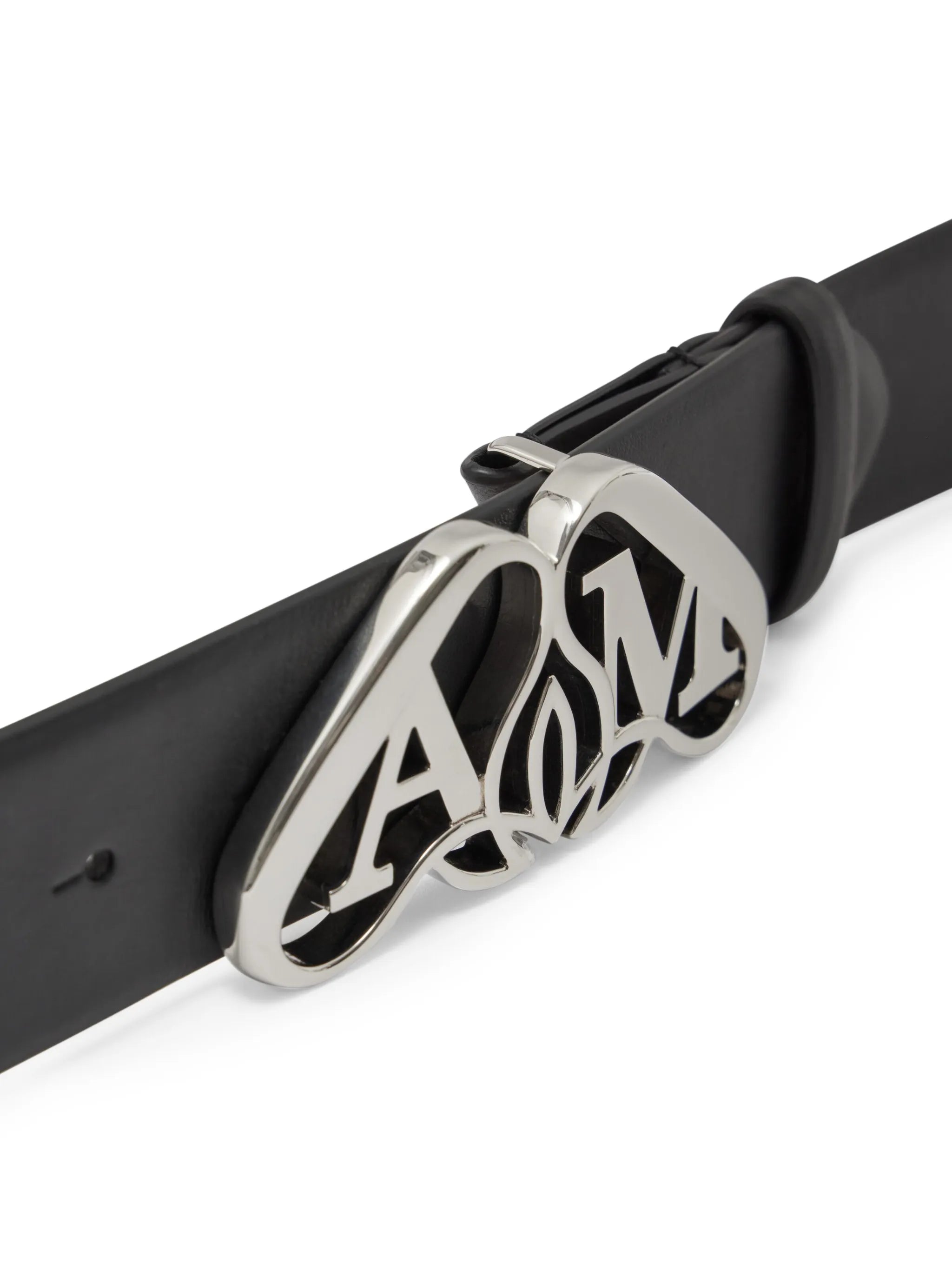 Seal-logo leather belt