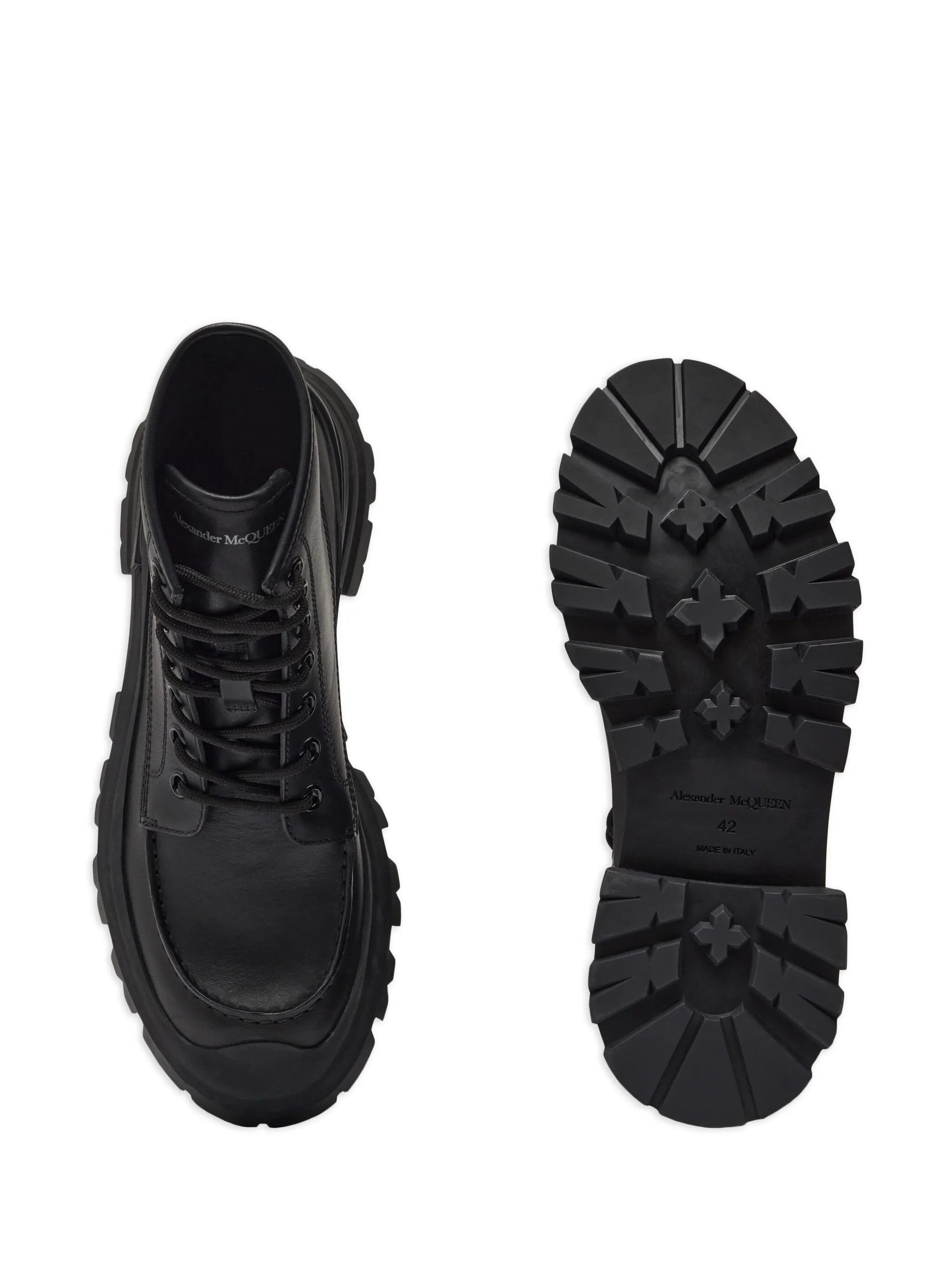 logo-embossed leather combat boots