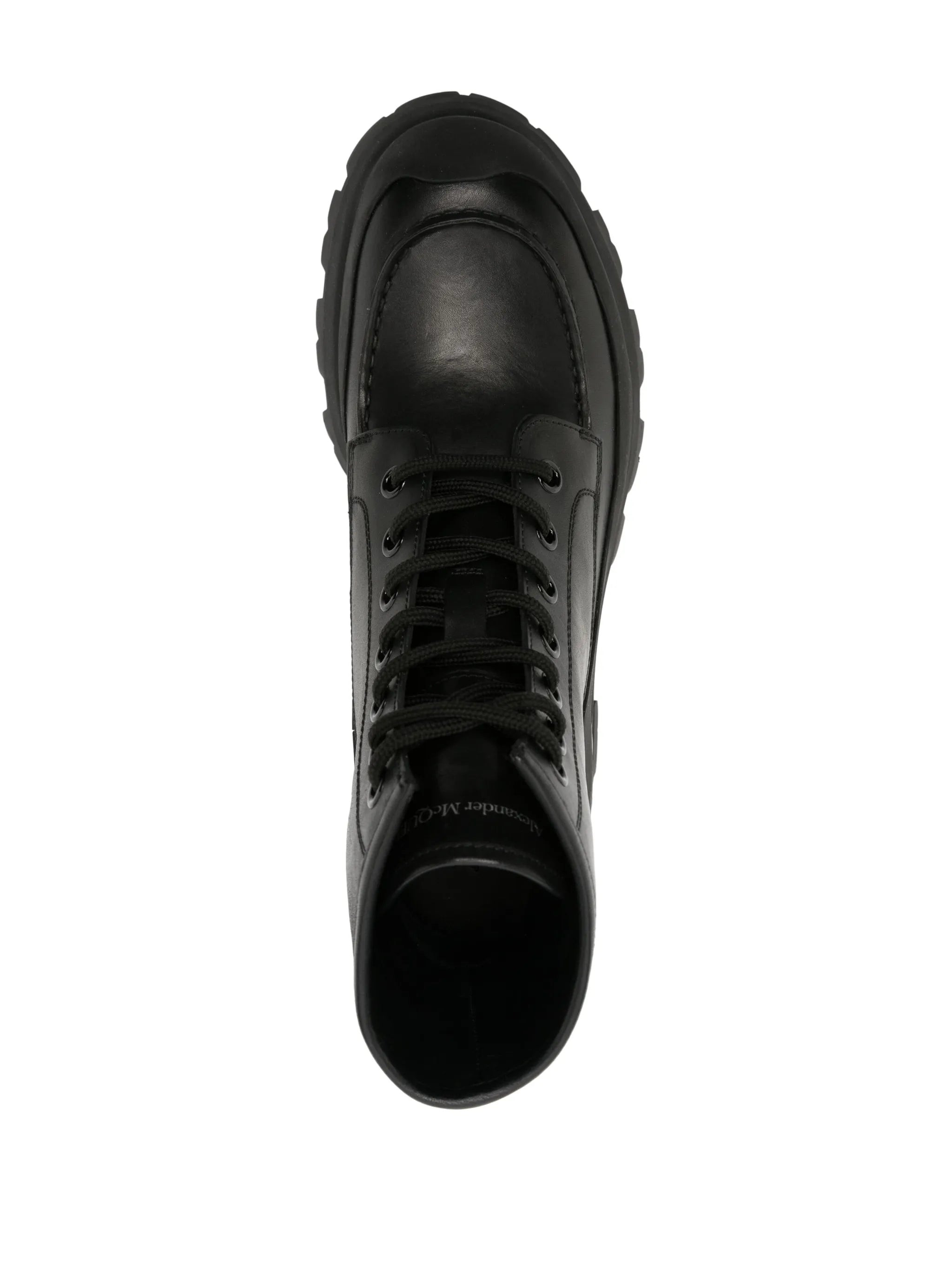 logo-embossed leather combat boots
