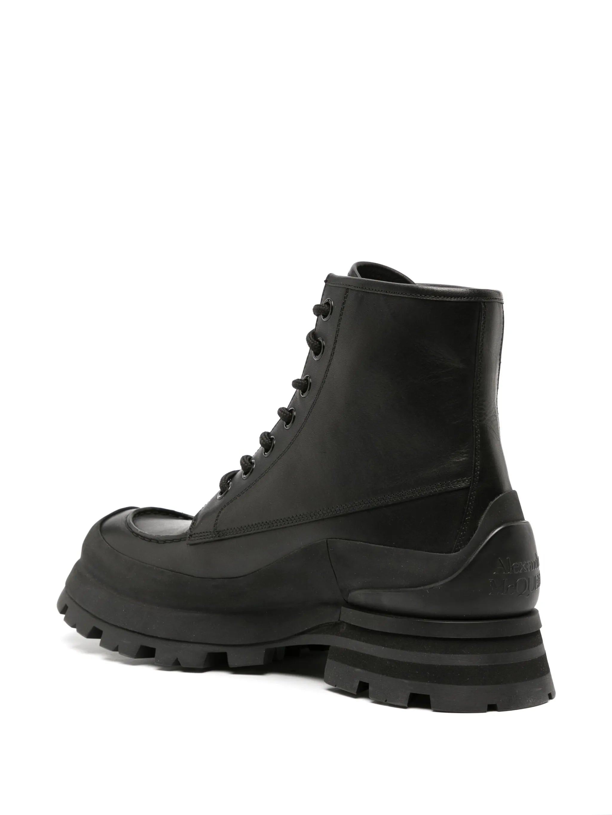 logo-embossed leather combat boots
