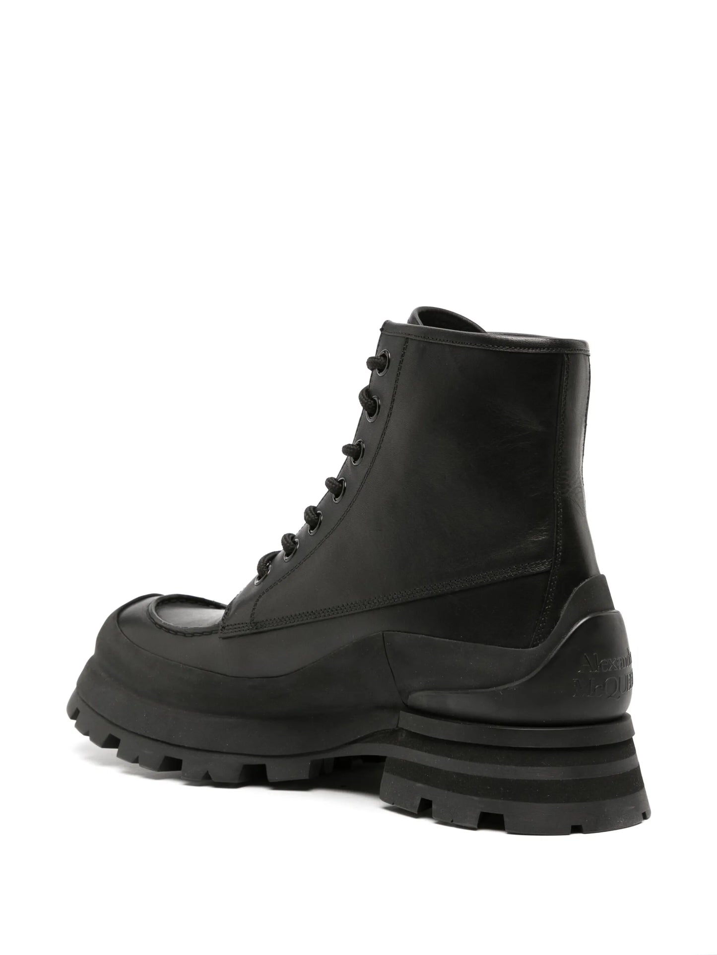 logo-embossed leather combat boots