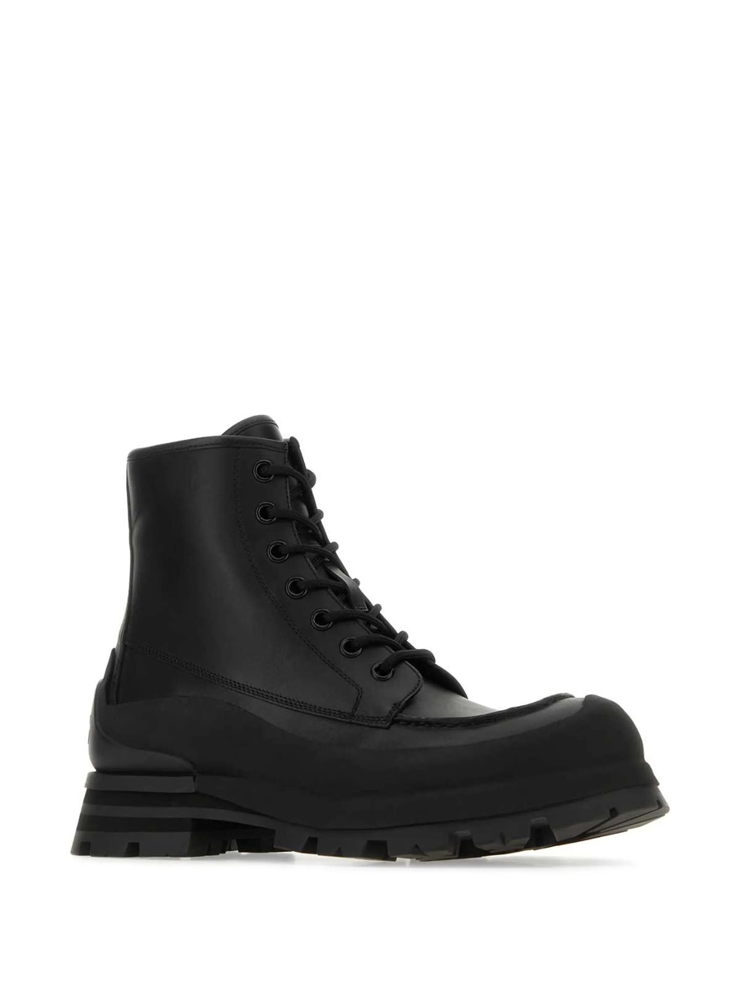 logo-embossed leather combat boots