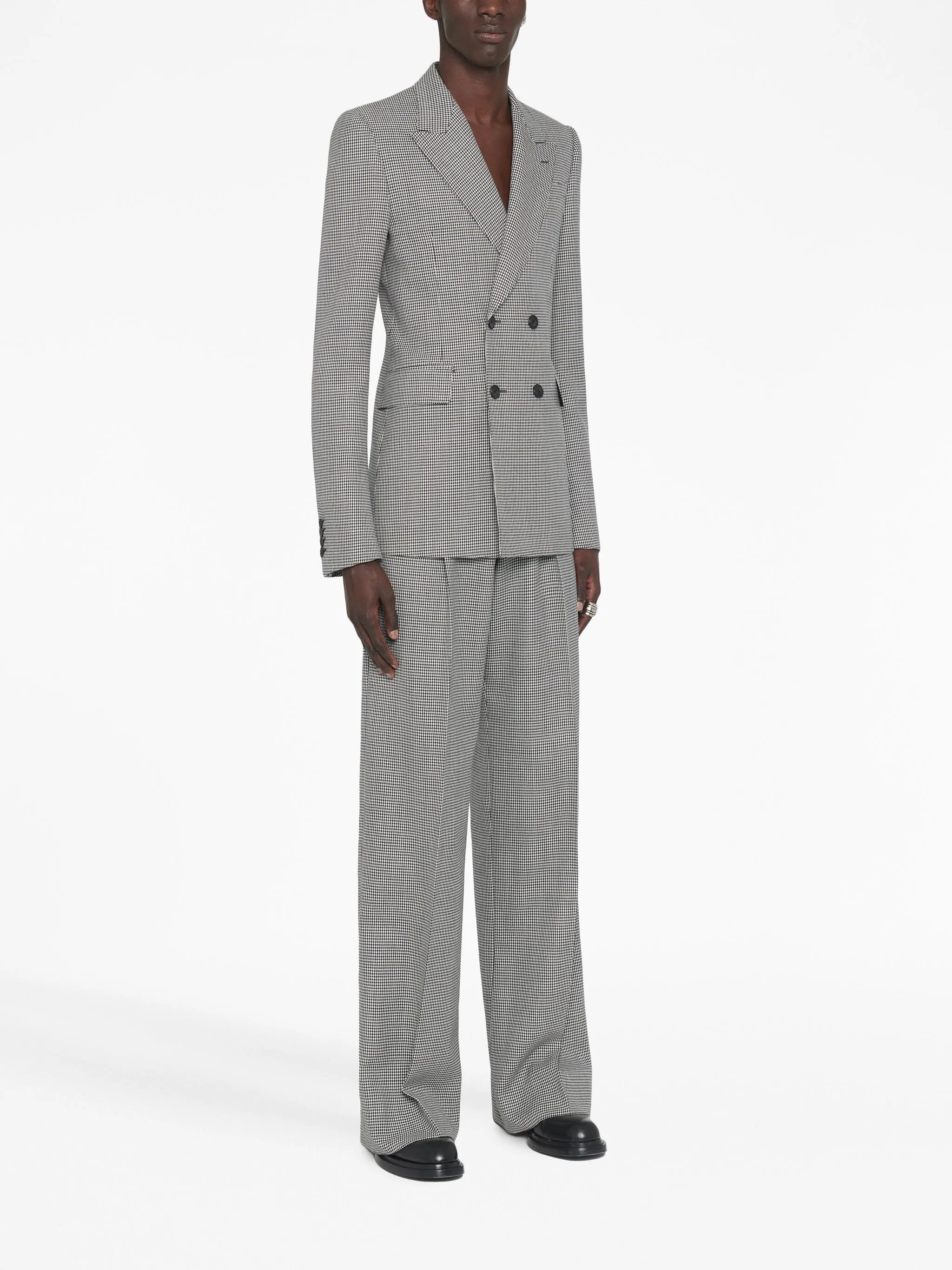 dogtooth-pattern double-breasted blazer