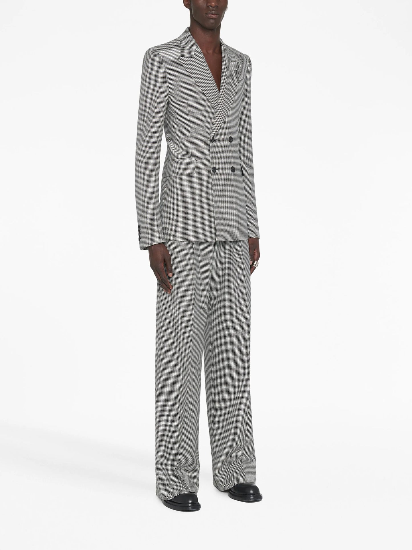 dogtooth-pattern double-breasted blazer