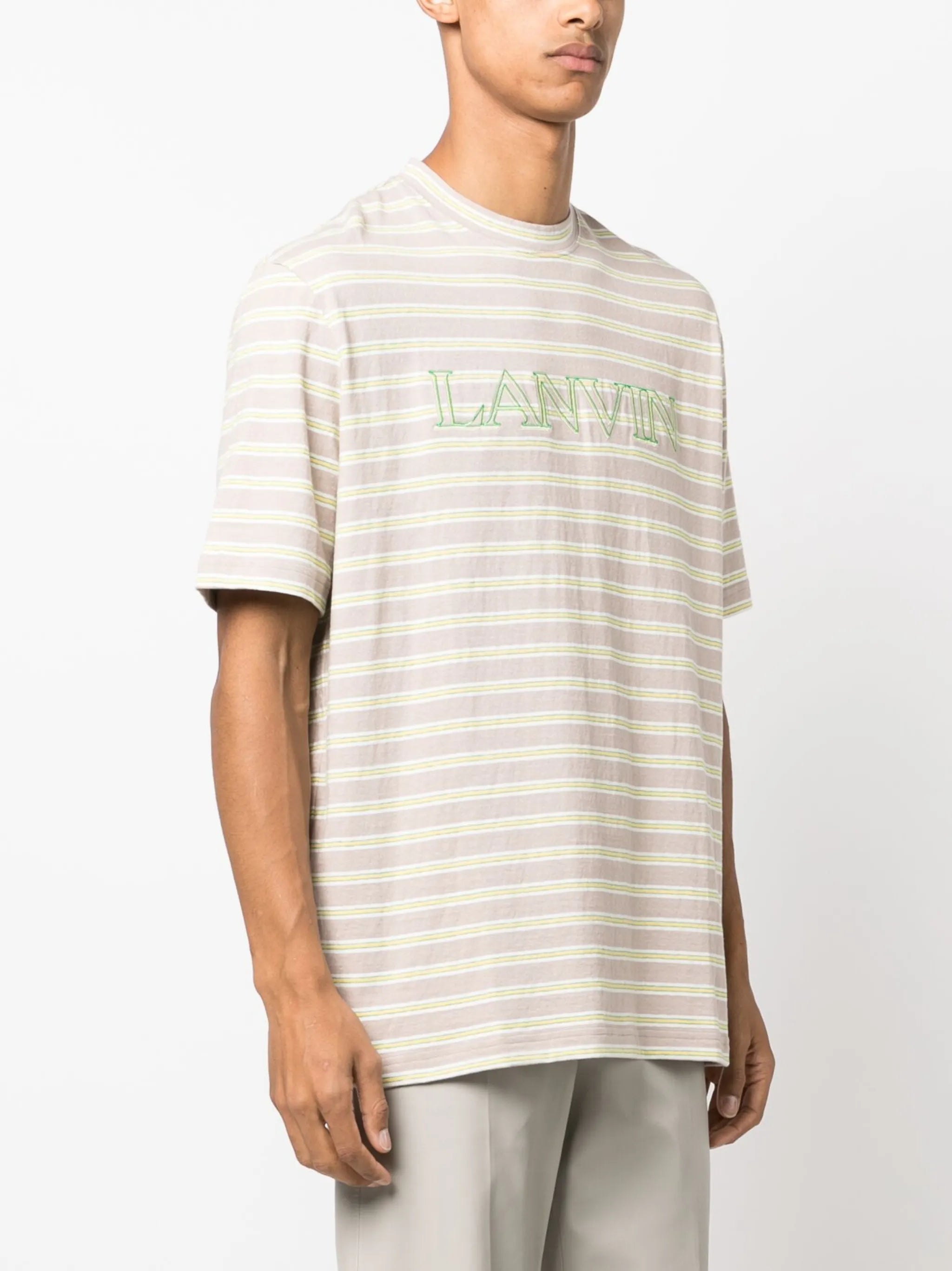 striped logo-embroidered T-shirt