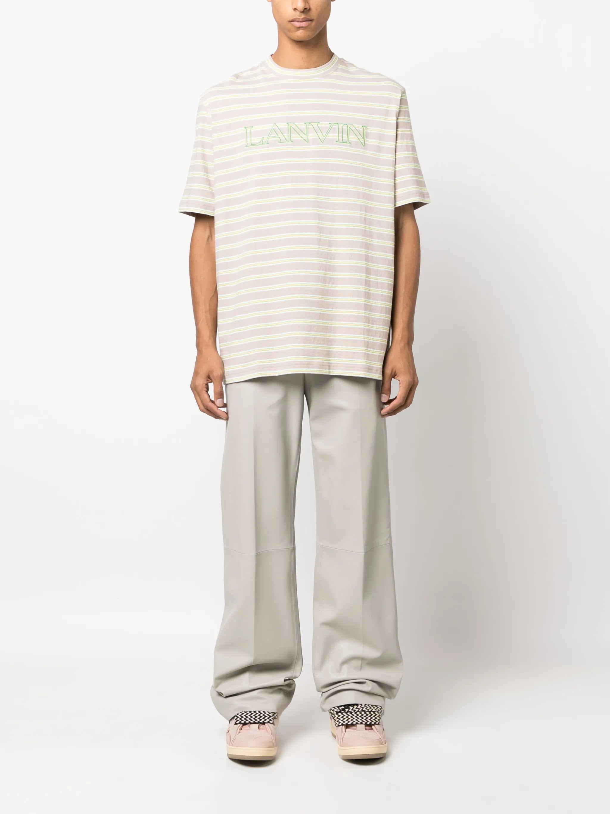 striped logo-embroidered T-shirt