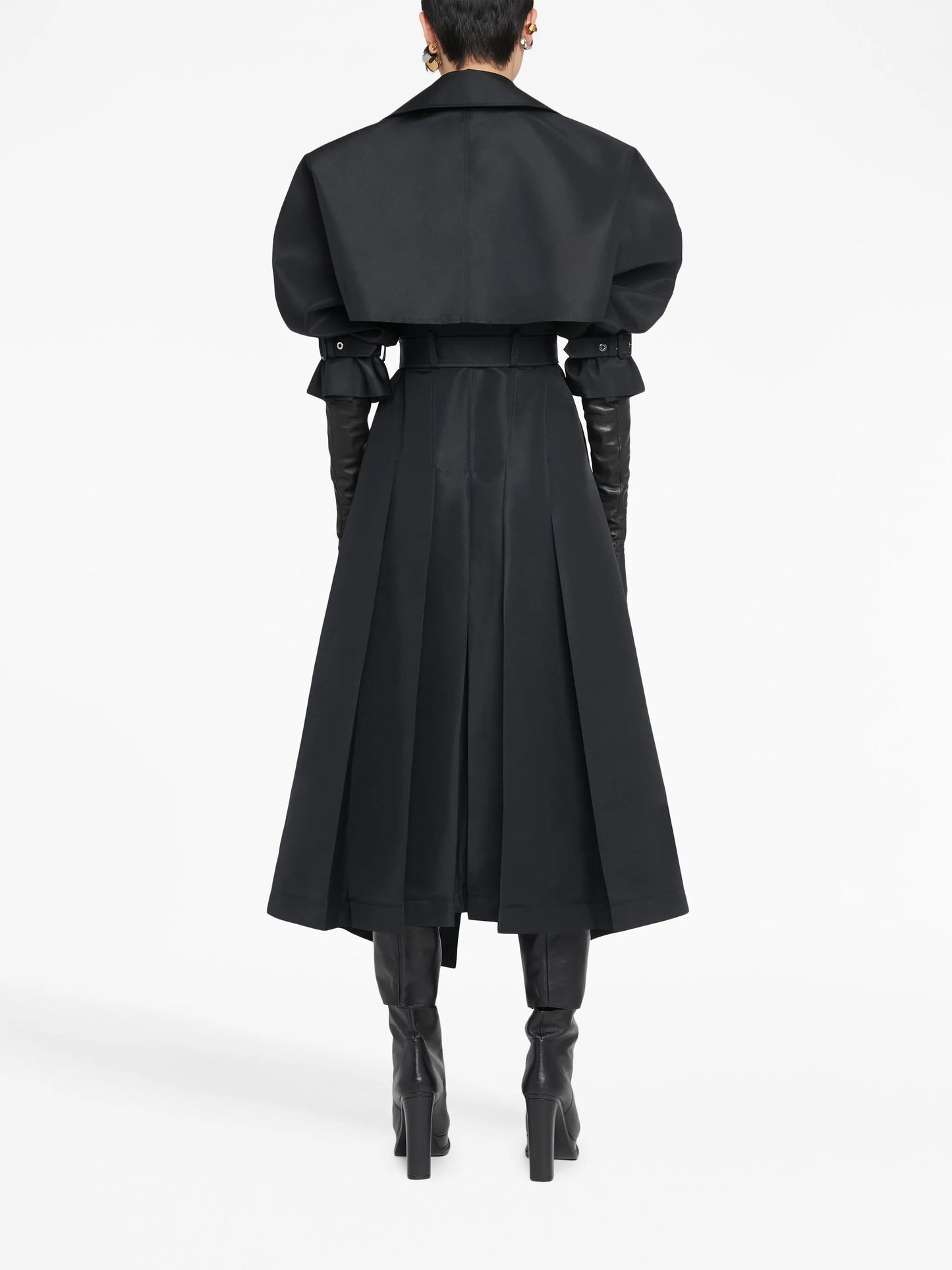 Cutaway pleated trench coat