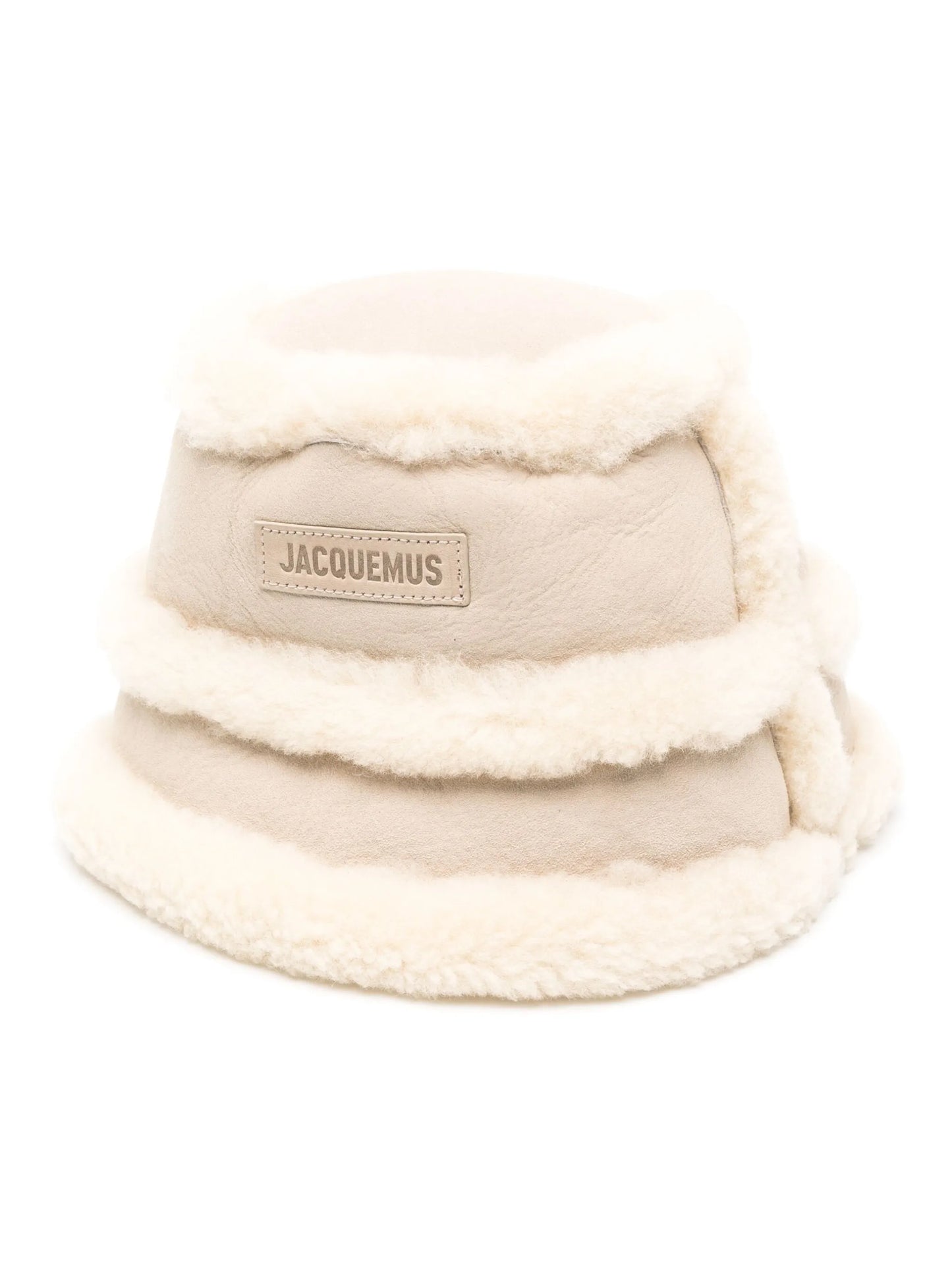 logo-patch shearling bucket hat