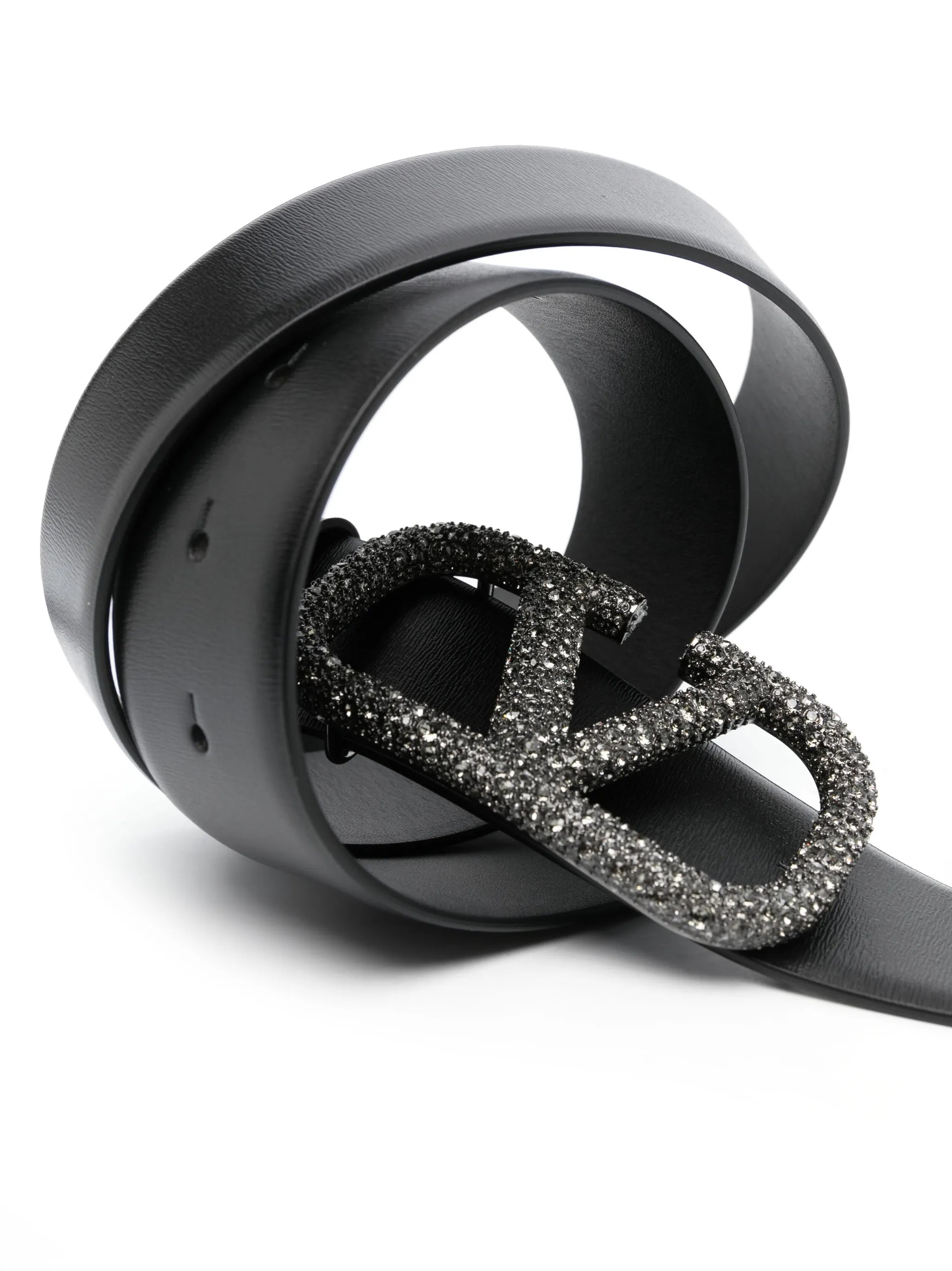 crystal-embellished VLogo leather belt