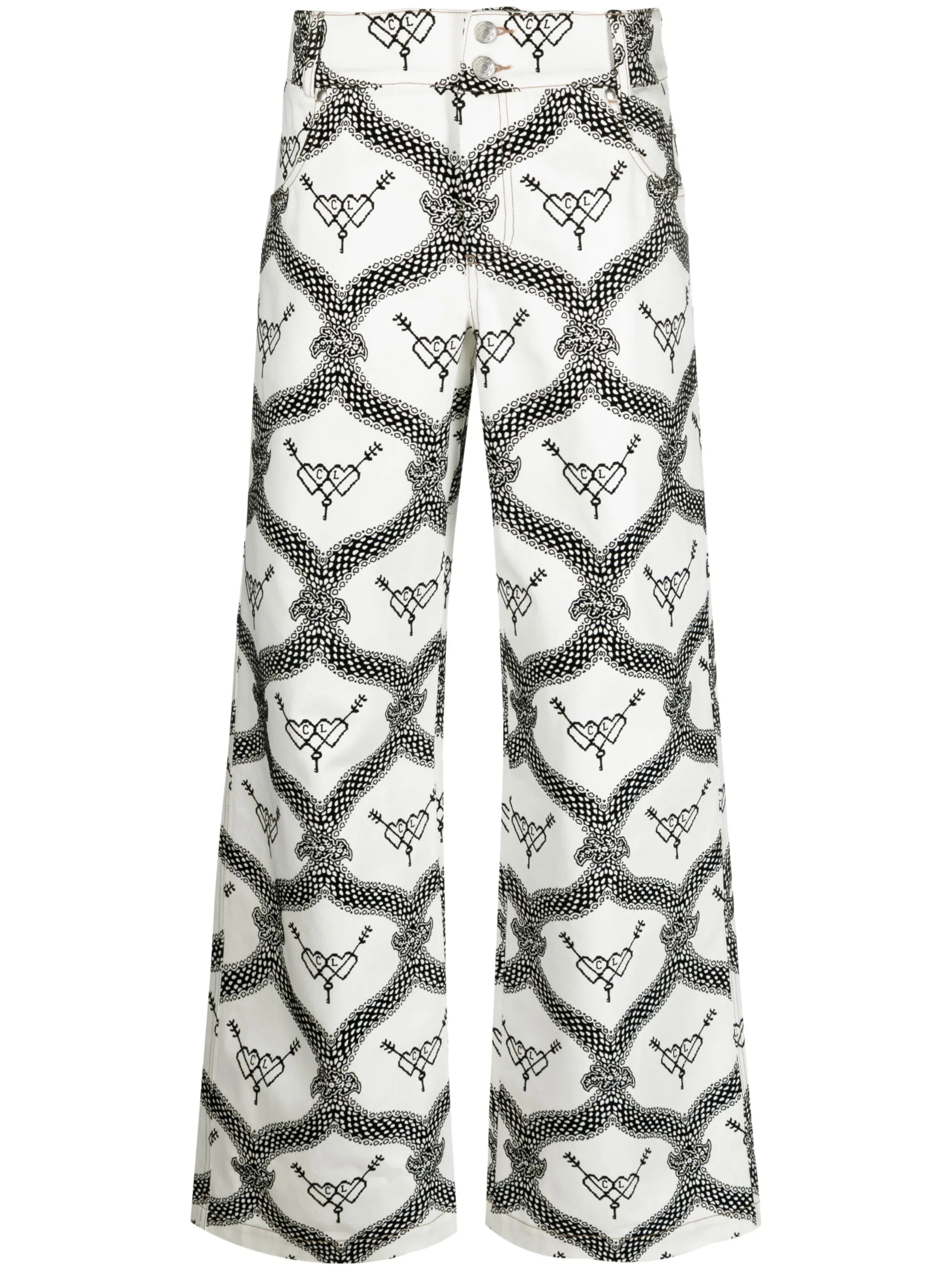 printed wide-leg jeans