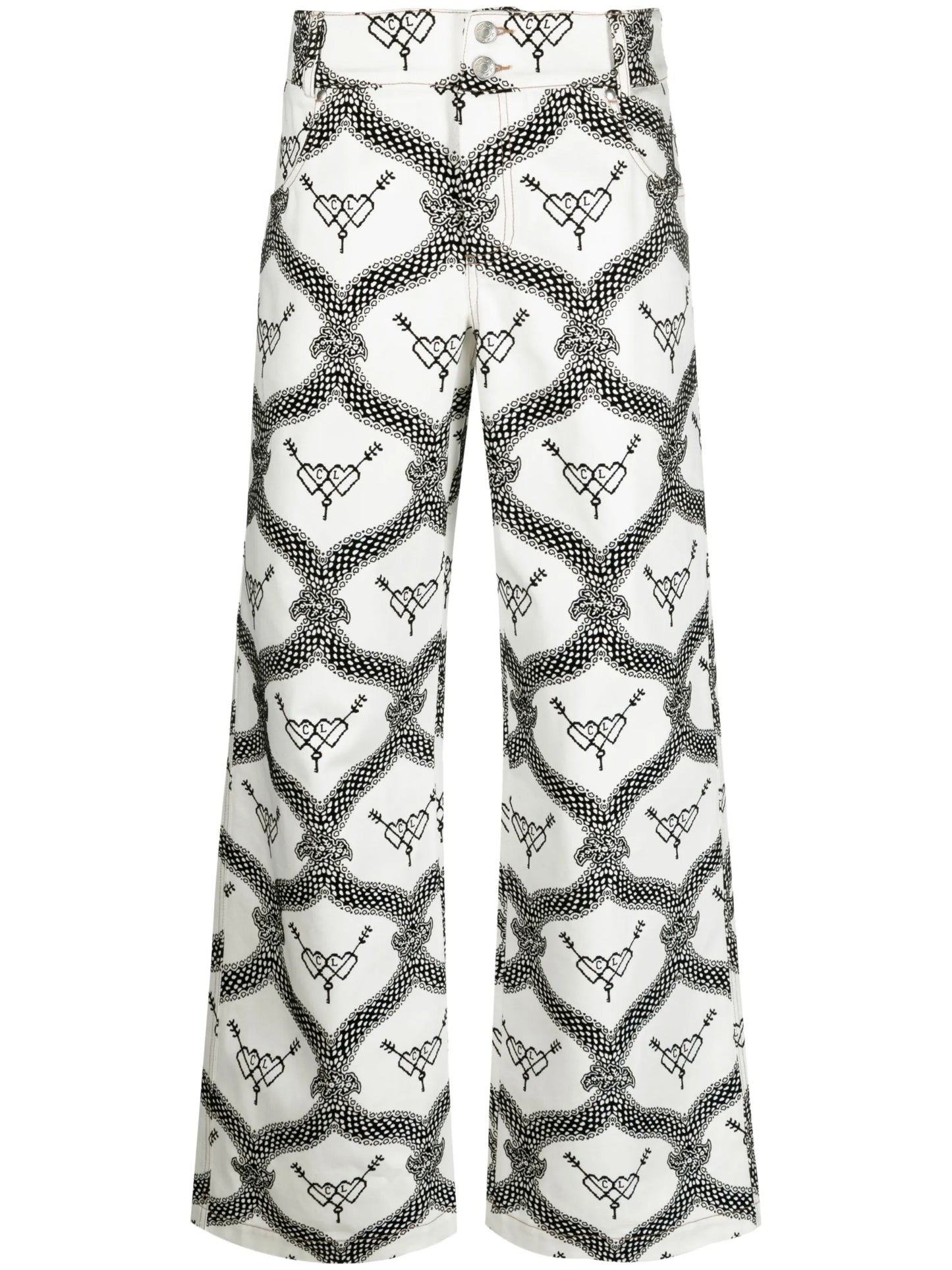 printed wide-leg jeans