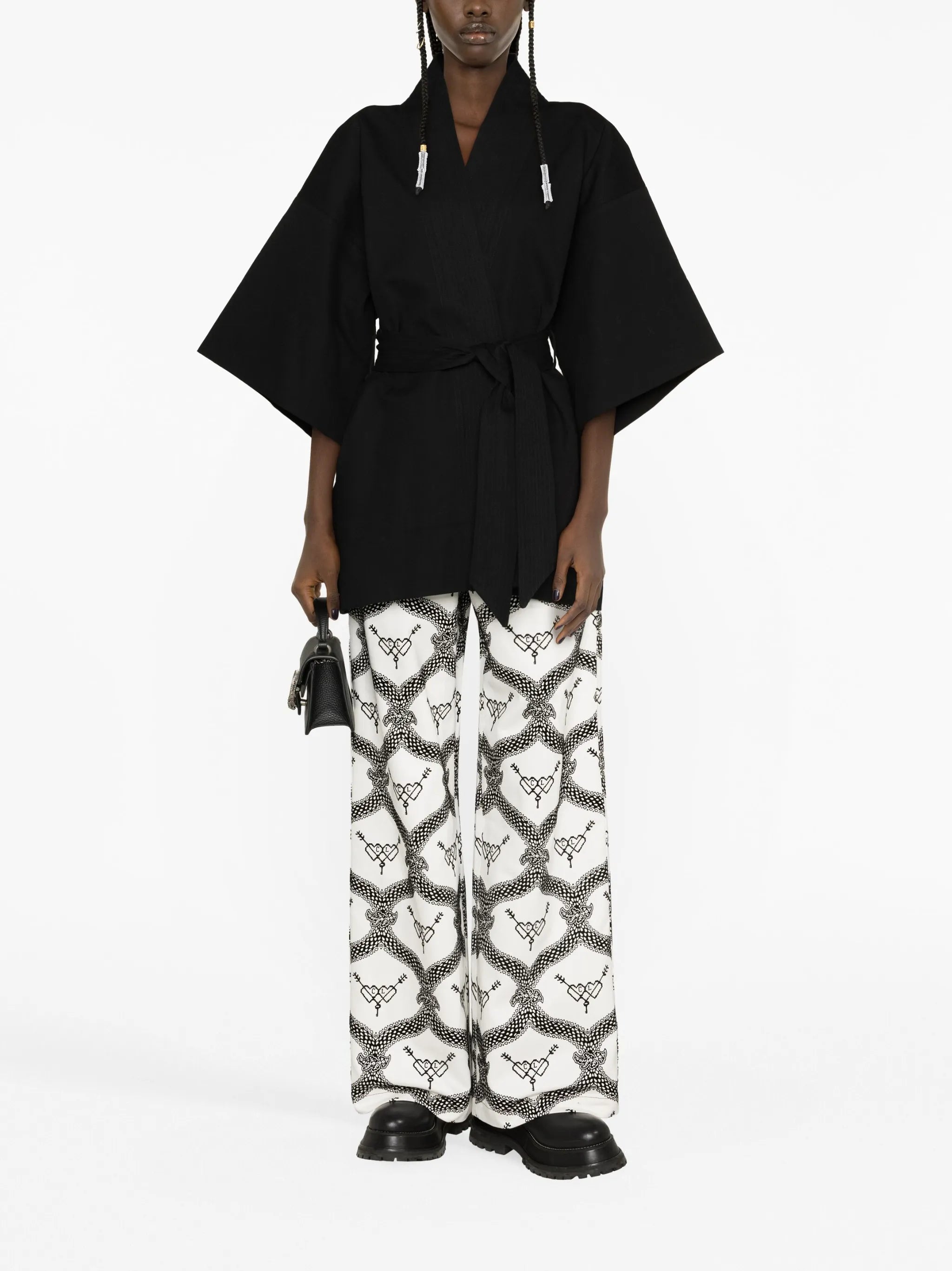 printed wide-leg jeans