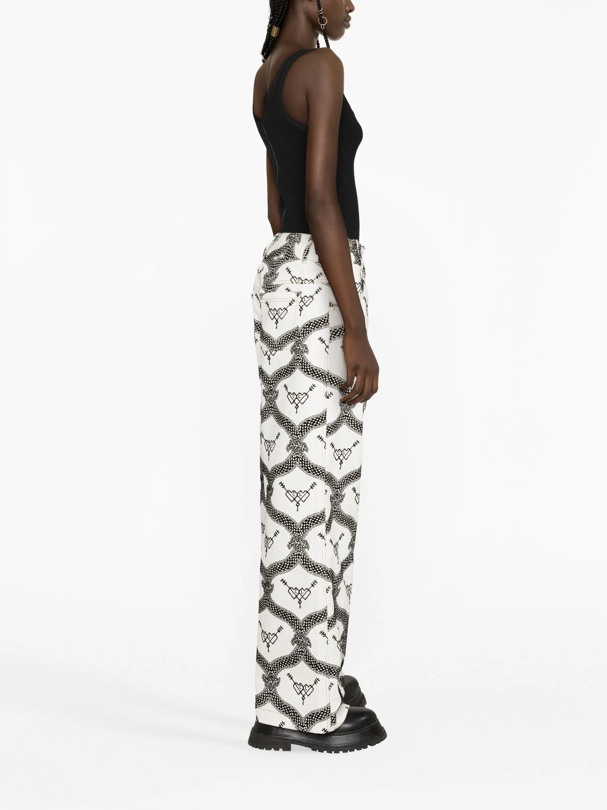 printed wide-leg jeans