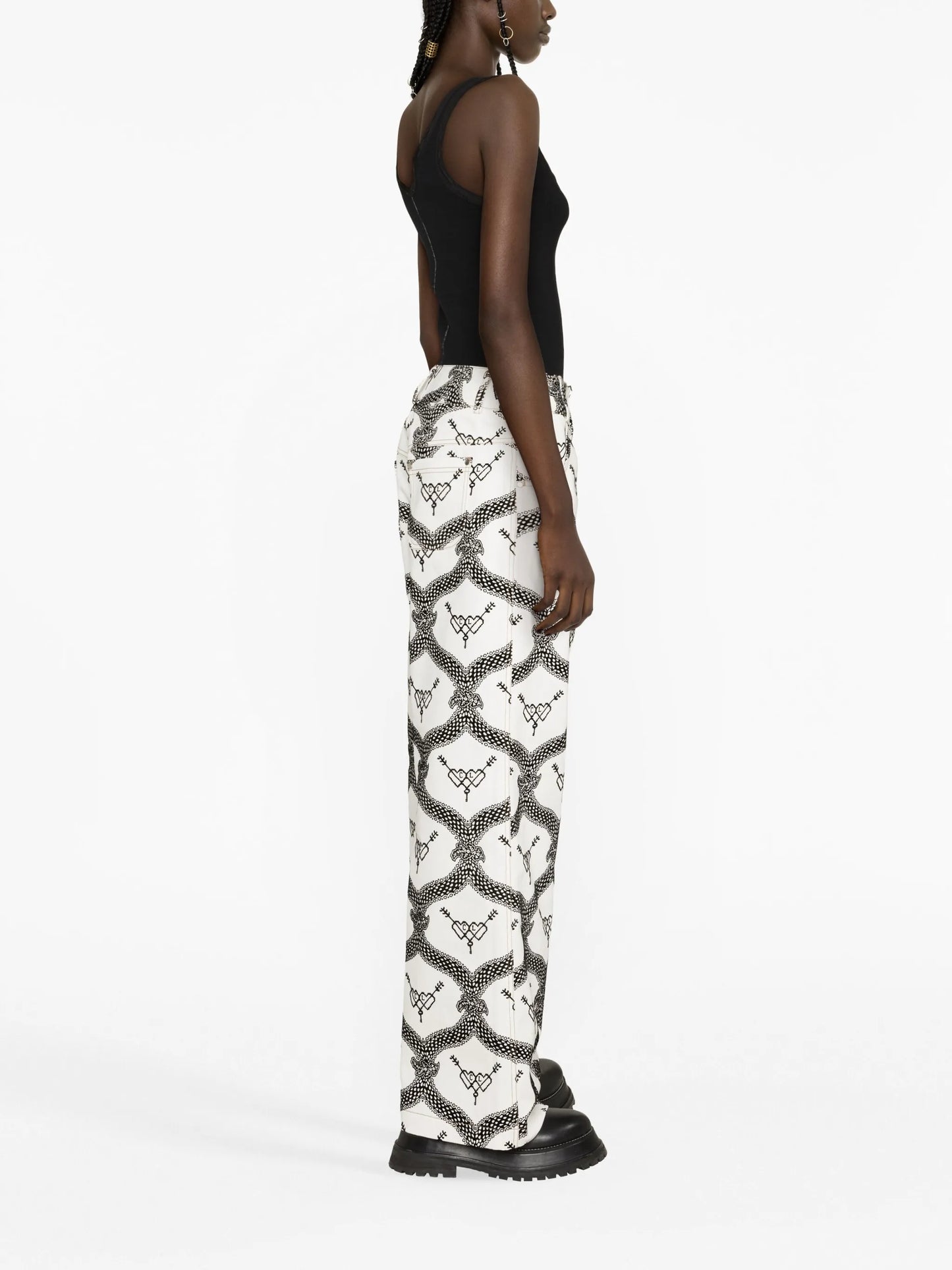 printed wide-leg jeans
