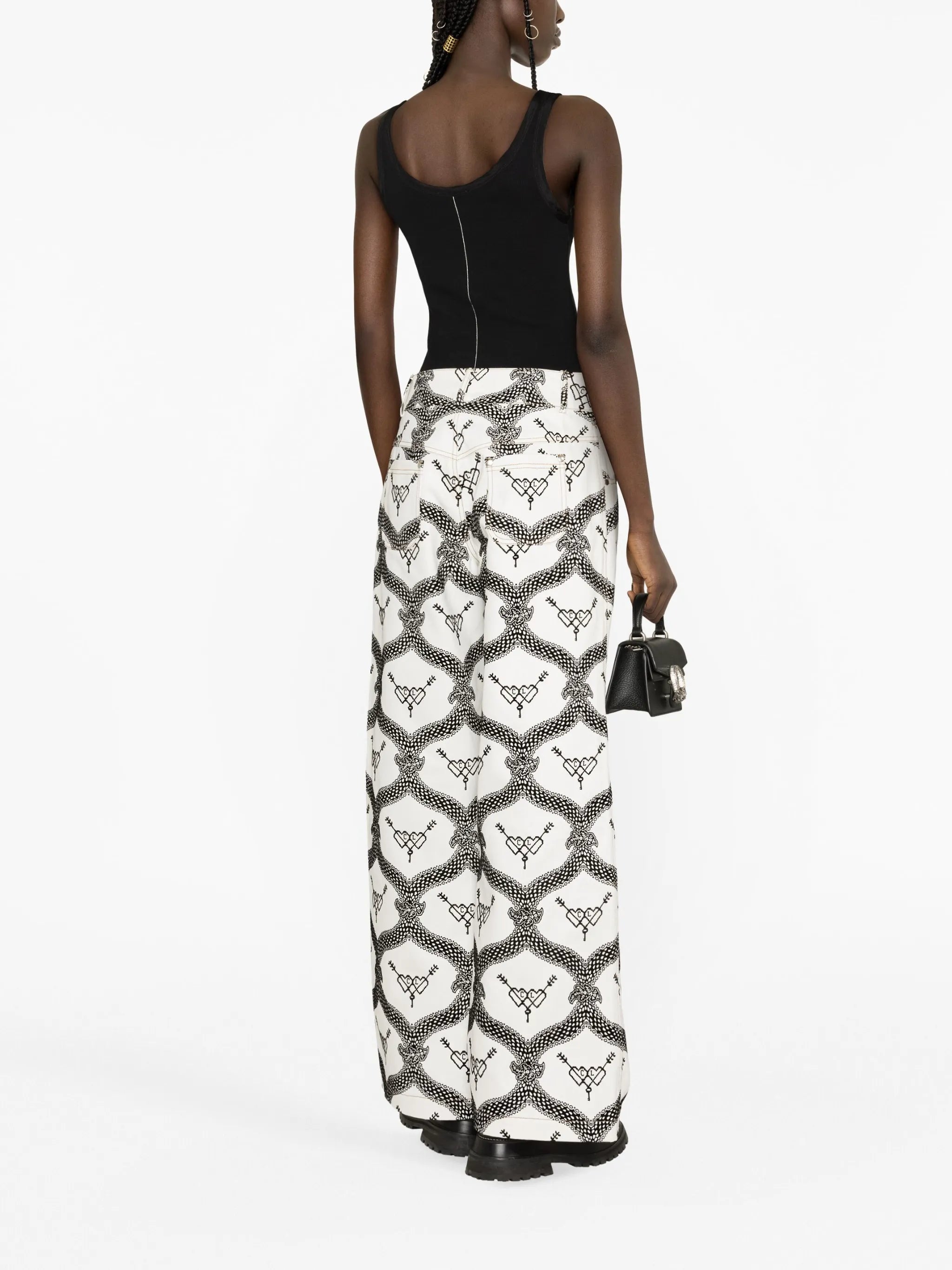 printed wide-leg jeans