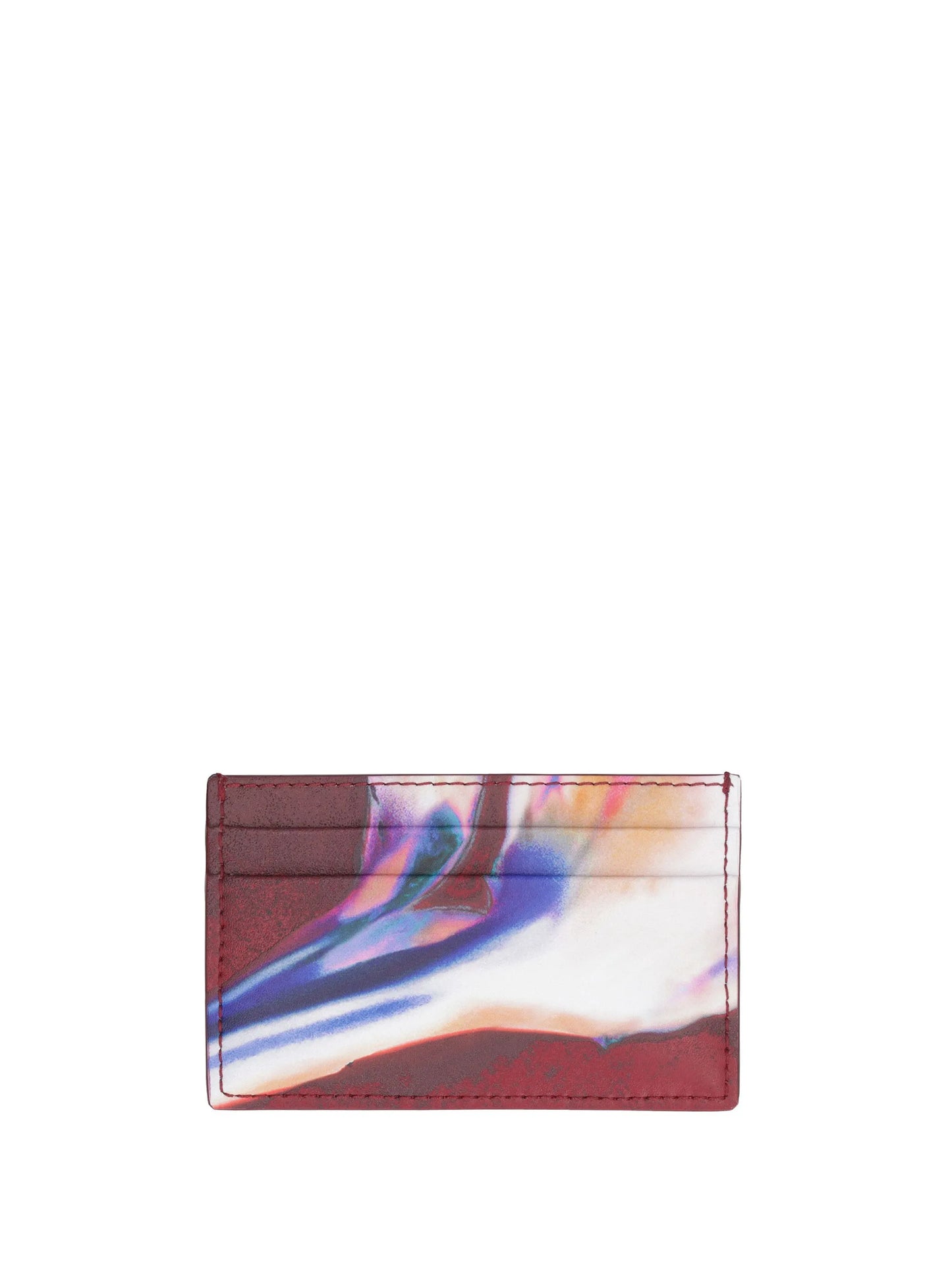 watercolour-print leather card holder