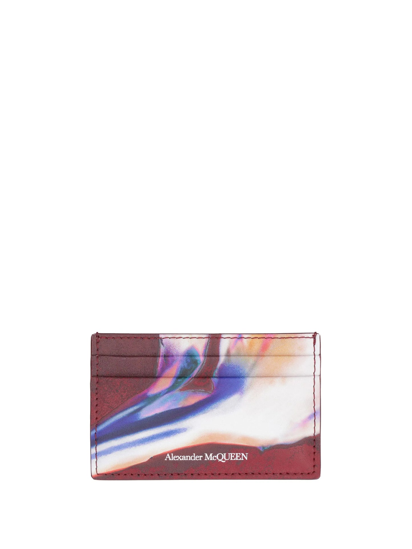 watercolour-print leather card holder