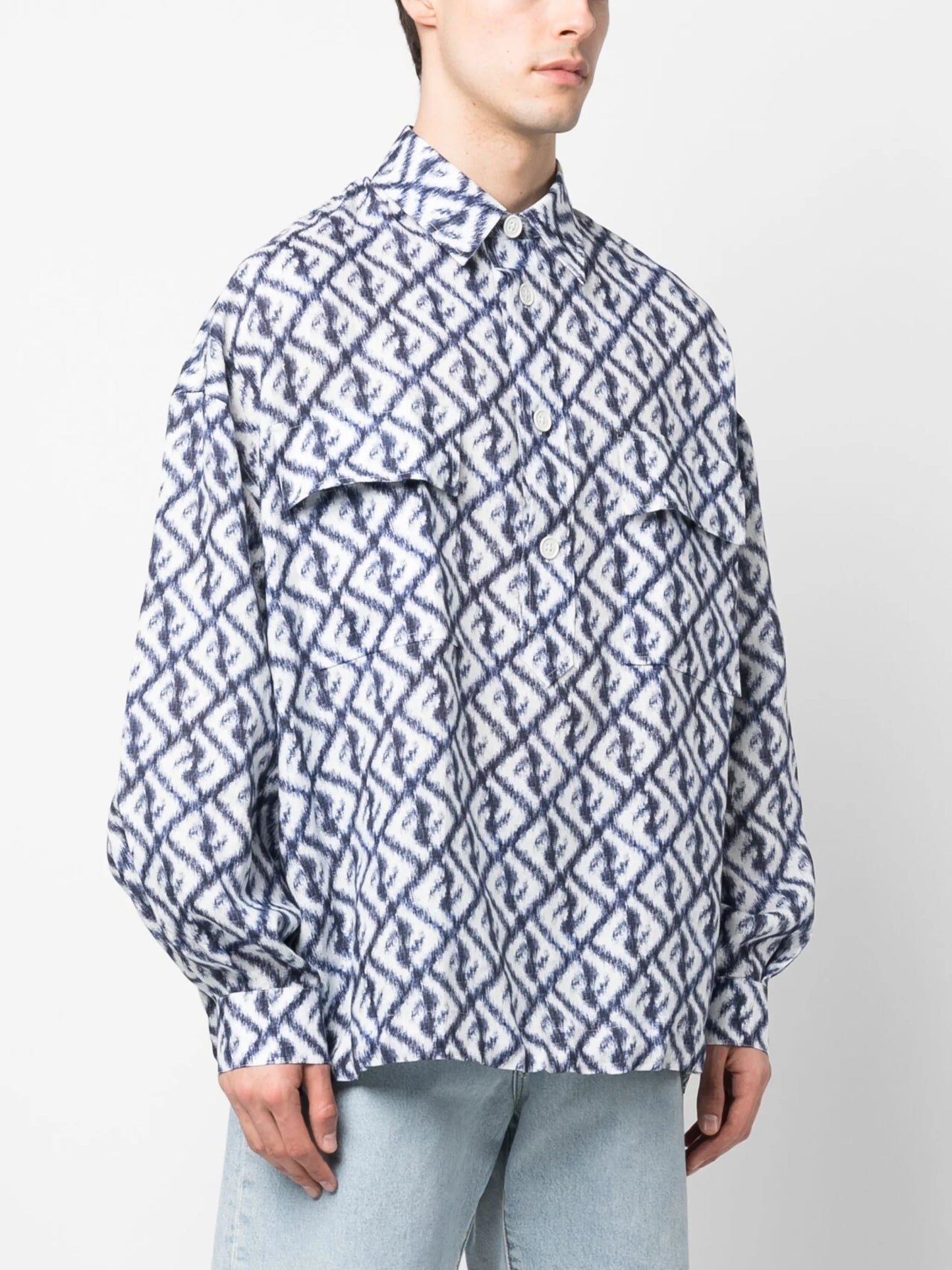 logo-print linen shirt