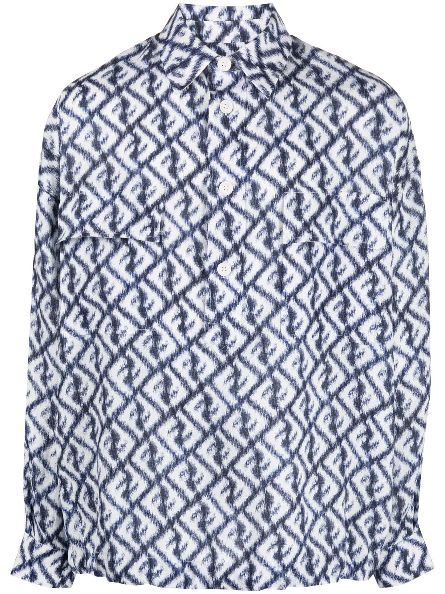 logo-print linen shirt