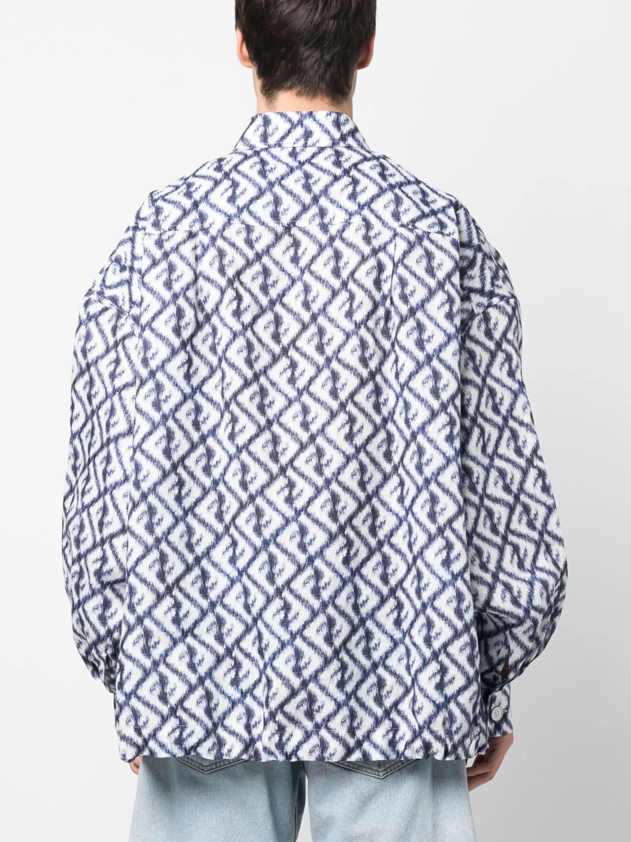 logo-print linen shirt