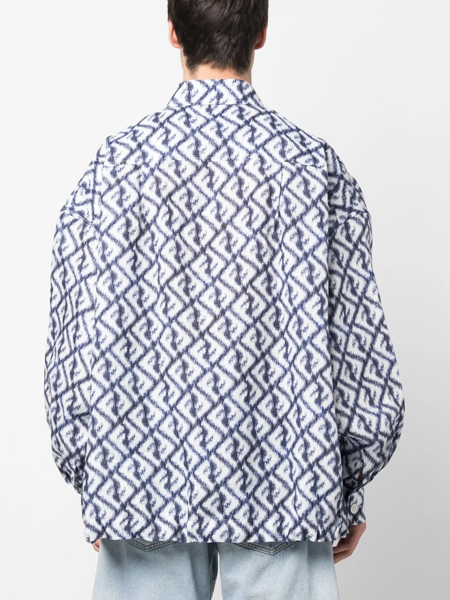 logo-print linen shirt