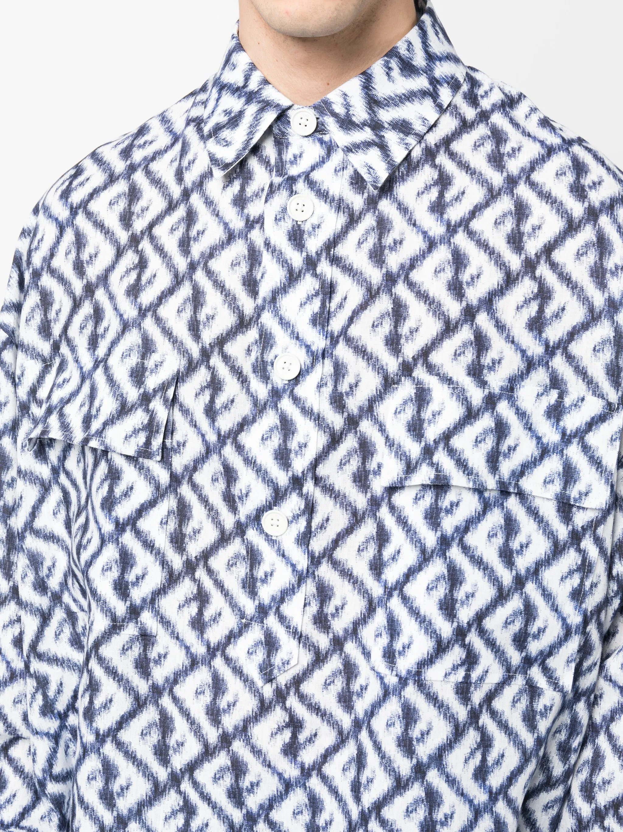 logo-print linen shirt