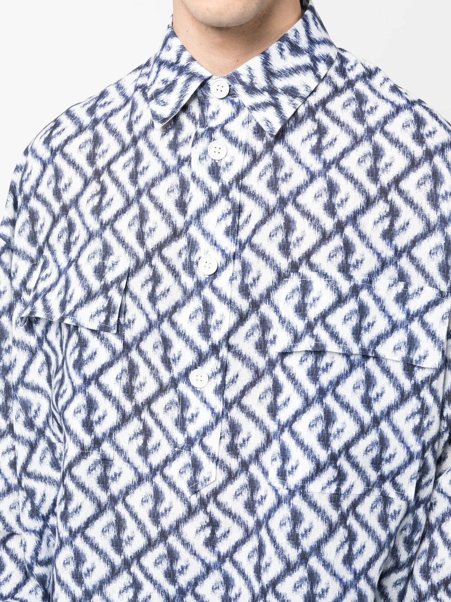 logo-print linen shirt