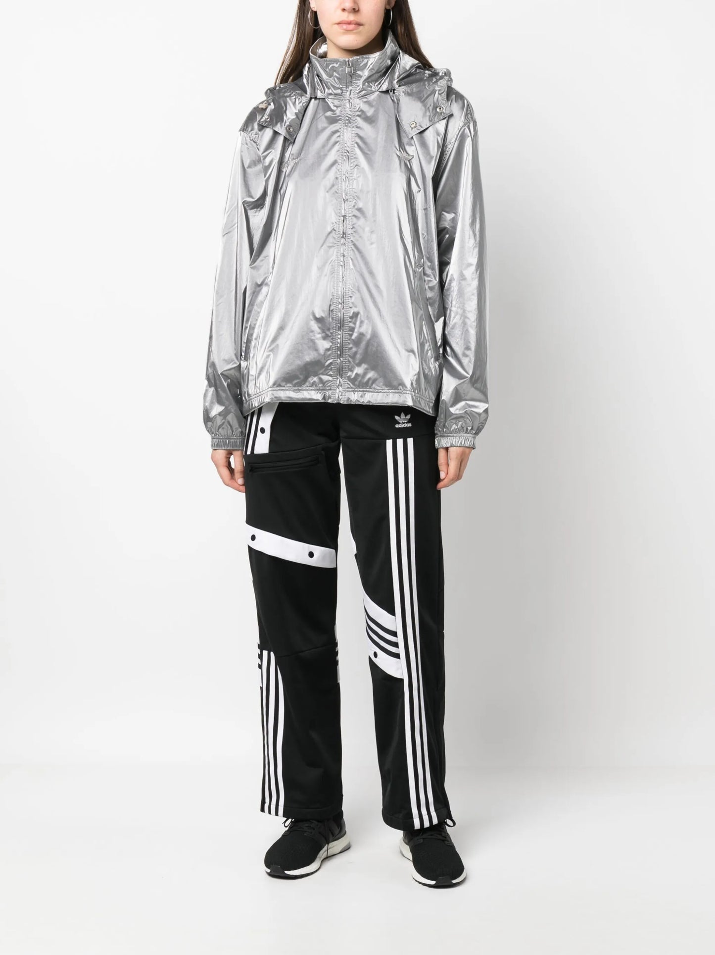 x Wales Bonner metallic-finish hooded windbreaker