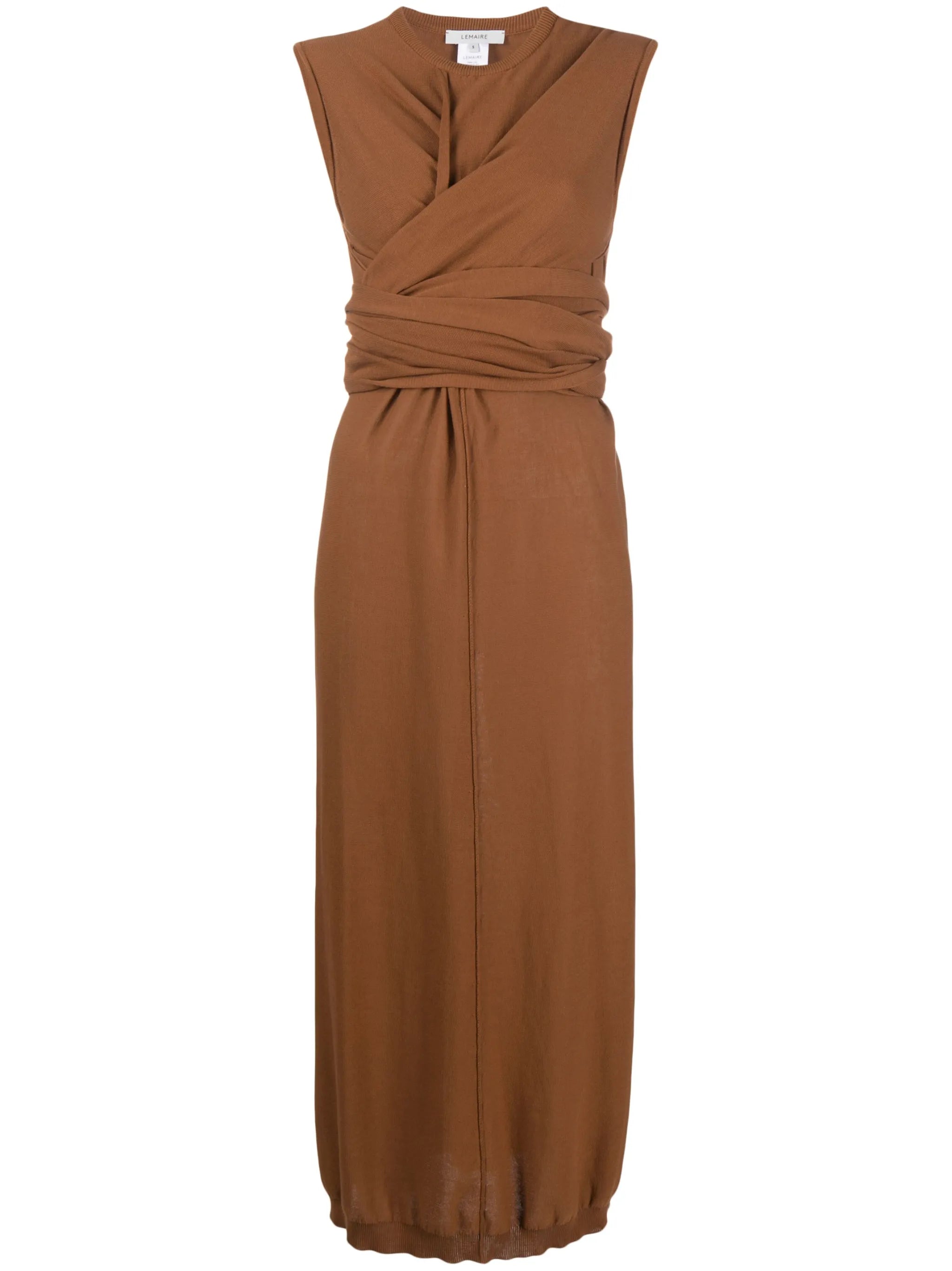 wrap-effect tie-detail cotton midi dress