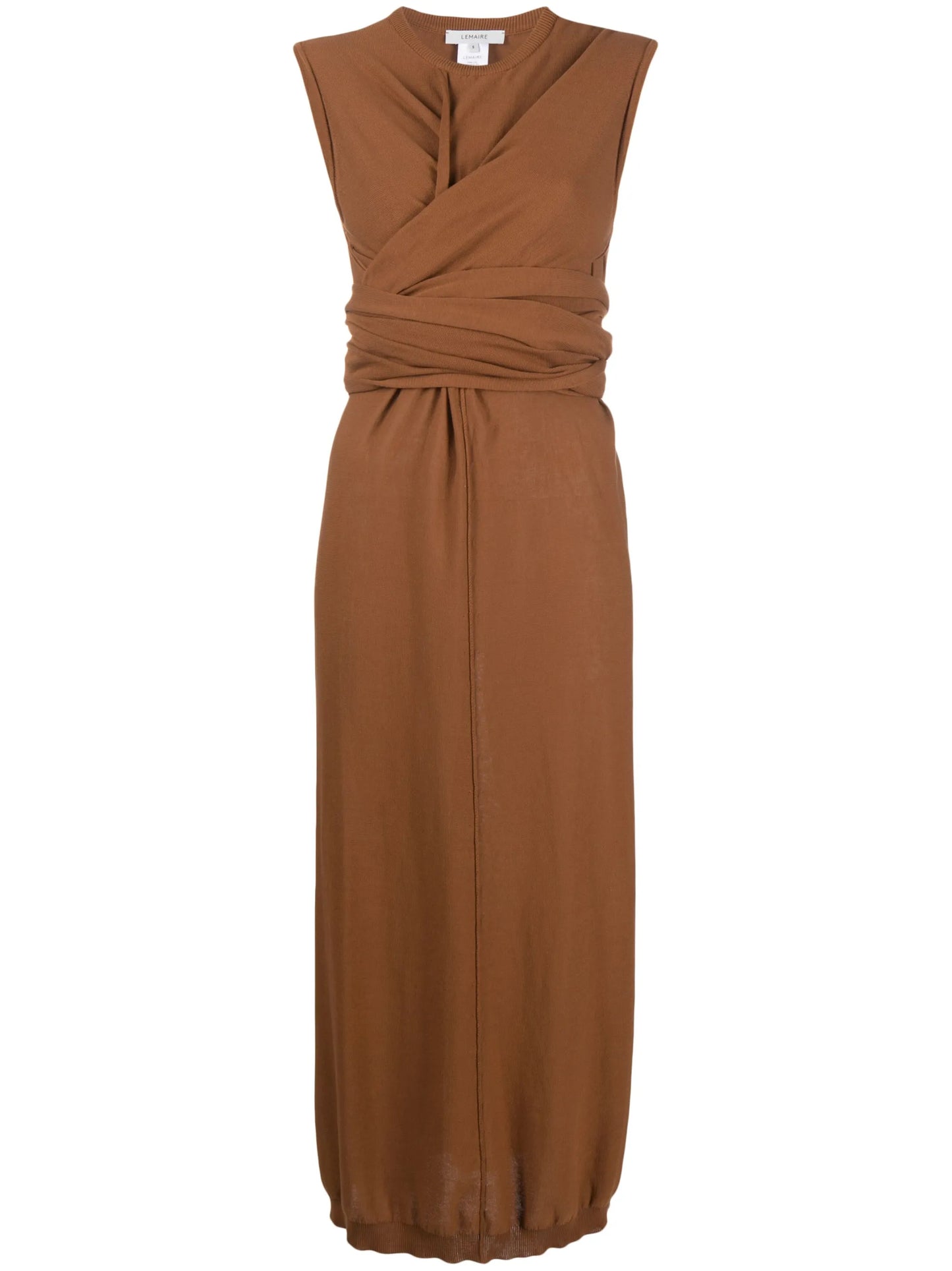 wrap-effect tie-detail cotton midi dress