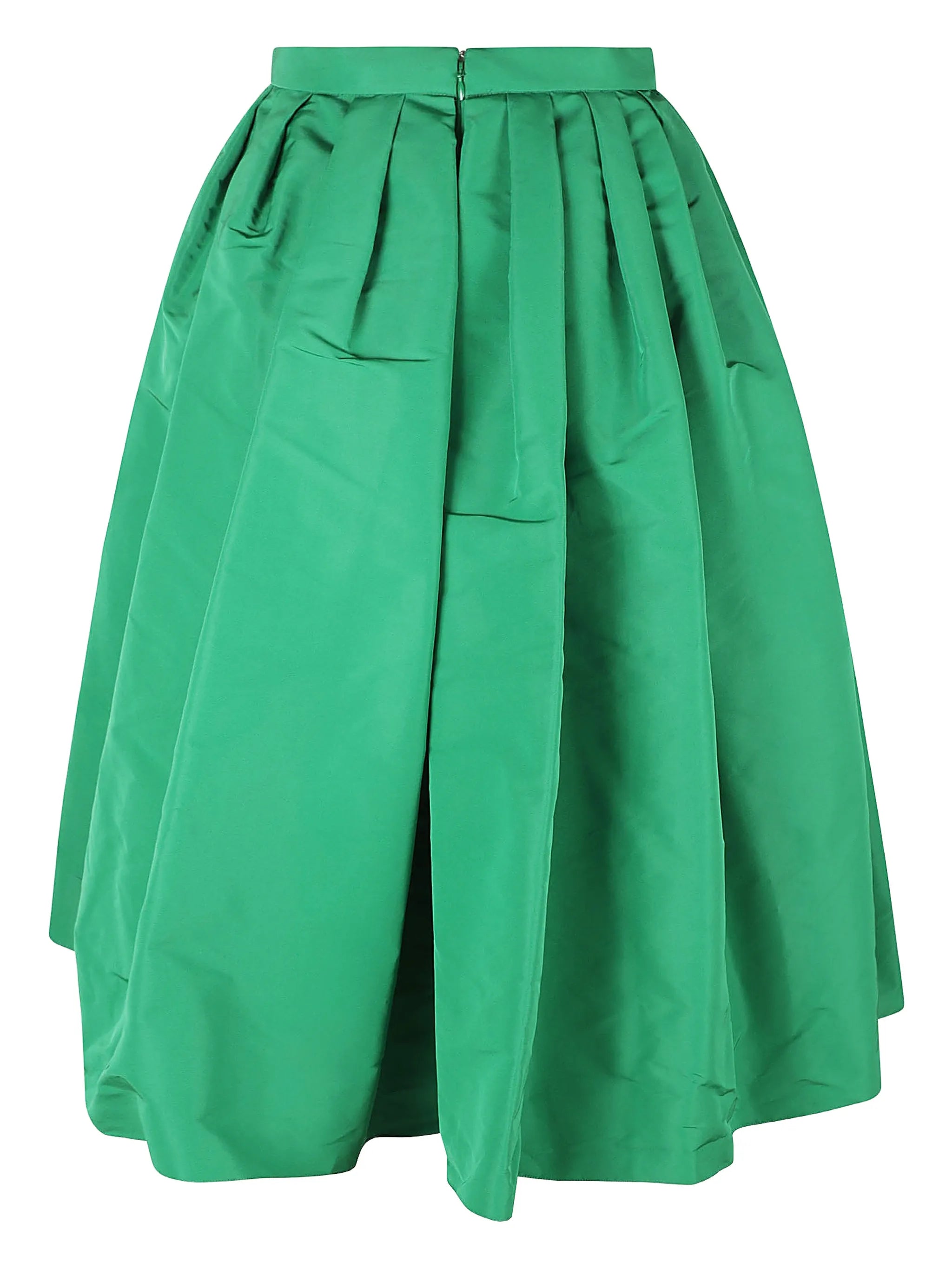 pleated flared midi skirt