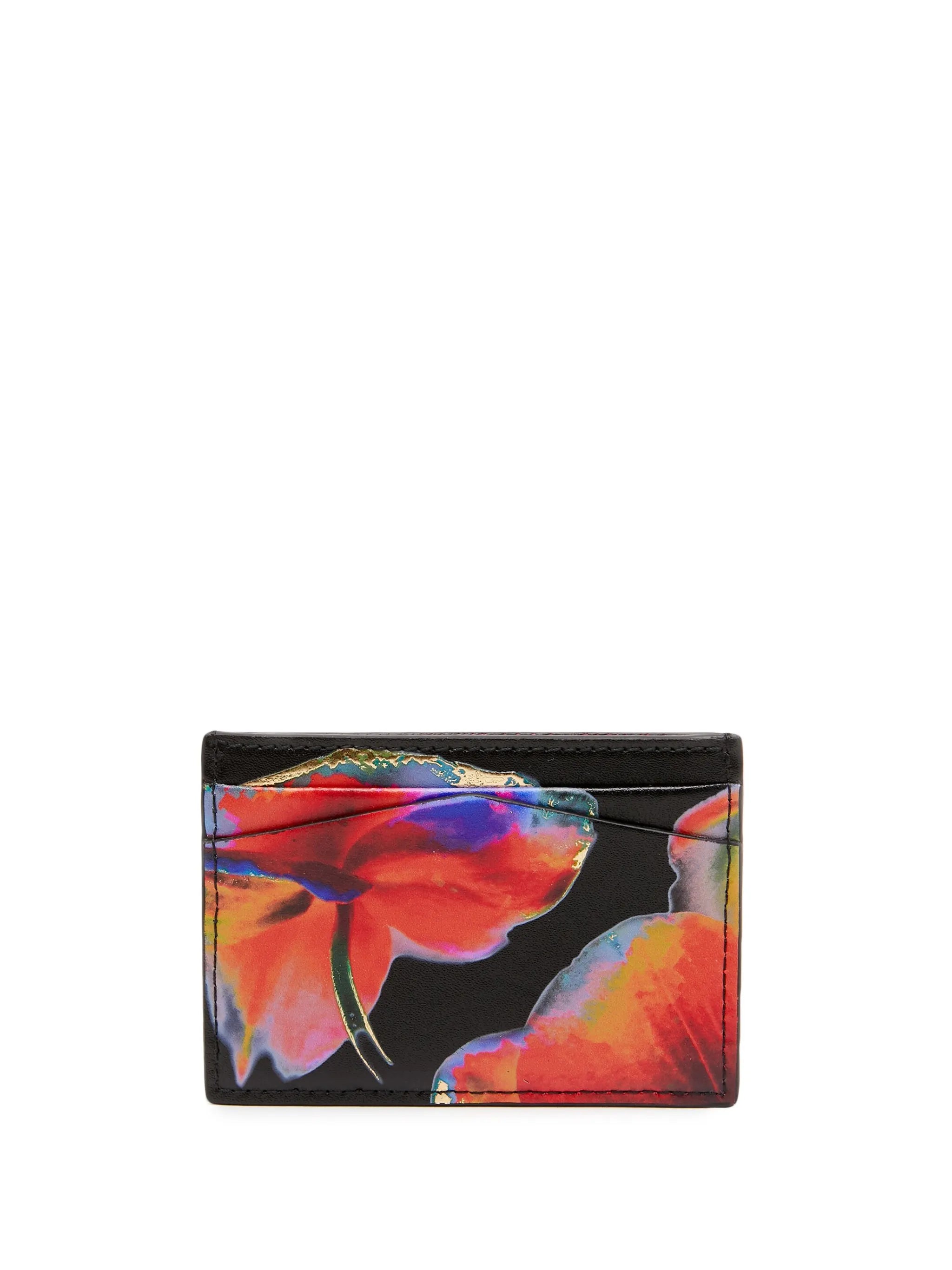 Solarised Orchid Skull calf leather cardholder