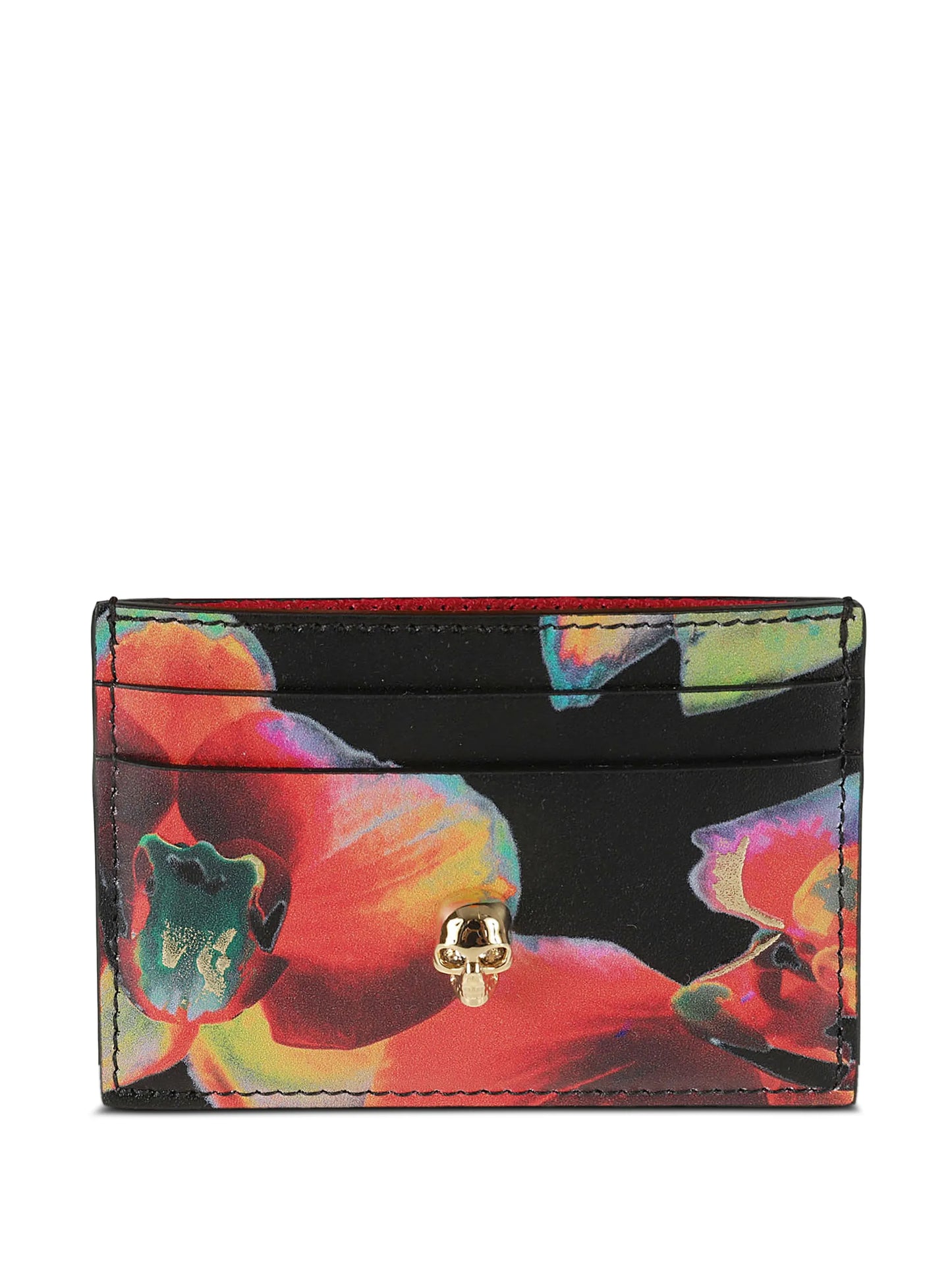 Solarised Orchid Skull calf leather cardholder