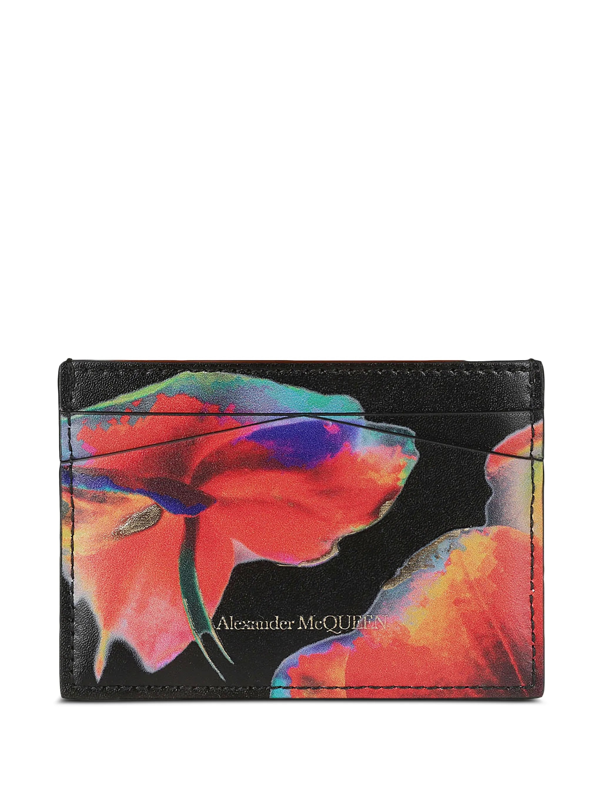 Solarised Orchid Skull calf leather cardholder