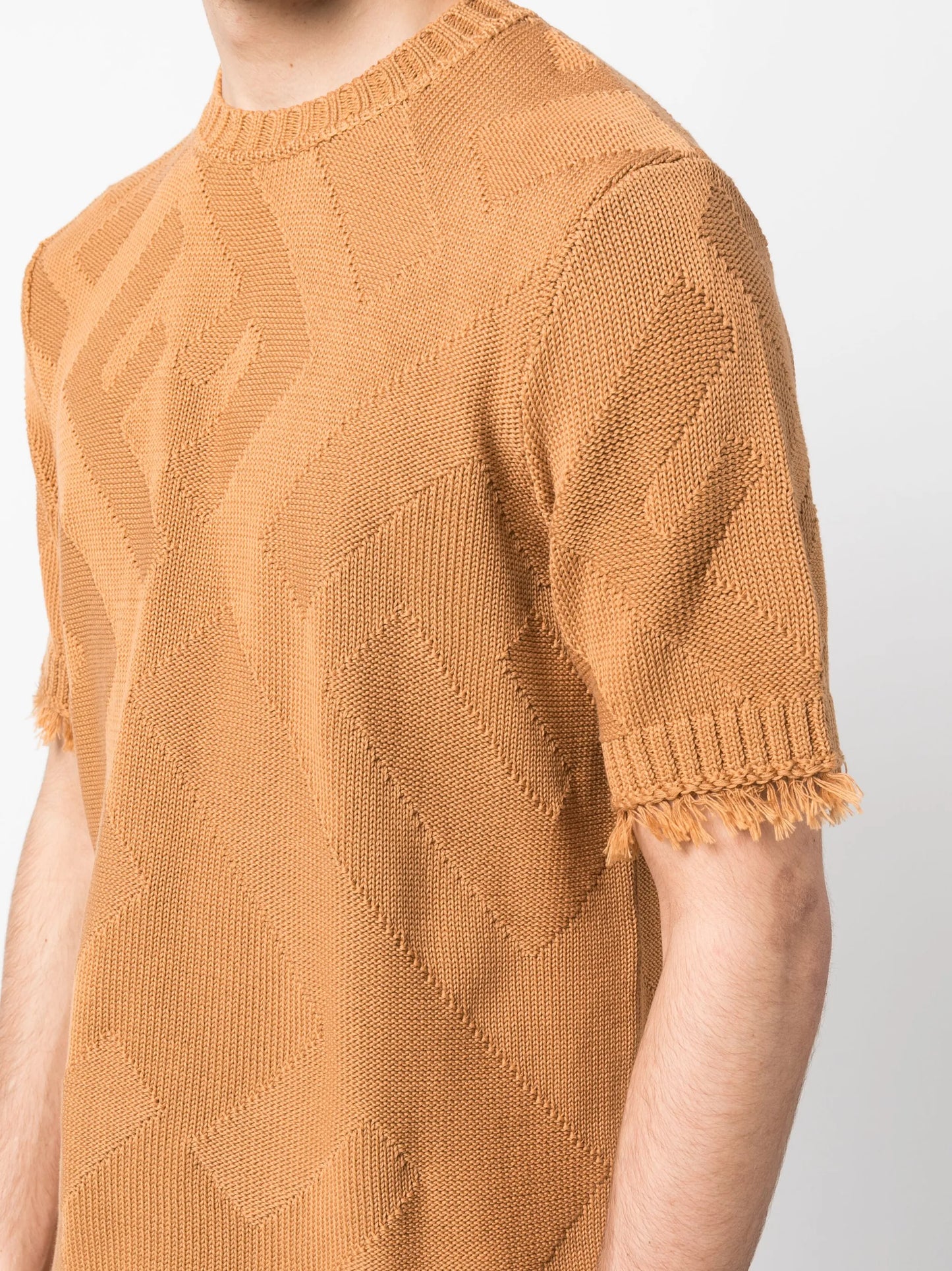 logo-pattern knitted T-shirt