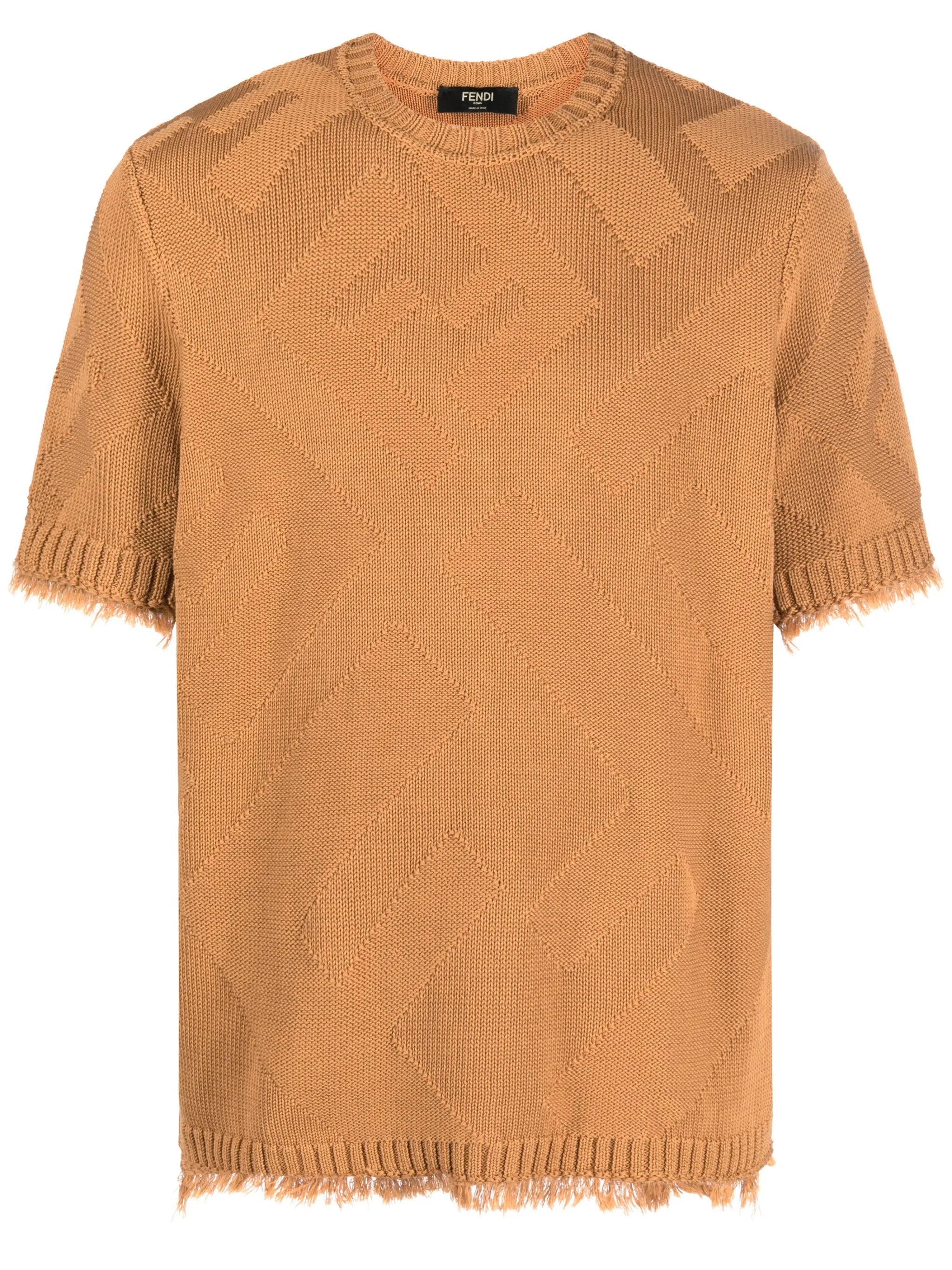 logo-pattern knitted T-shirt