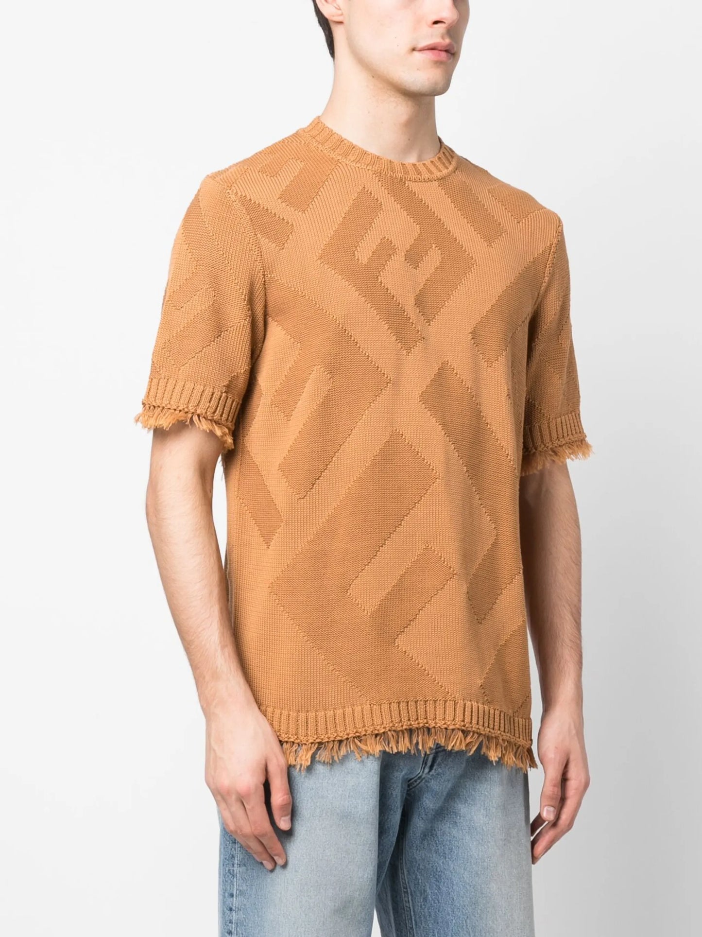 logo-pattern knitted T-shirt