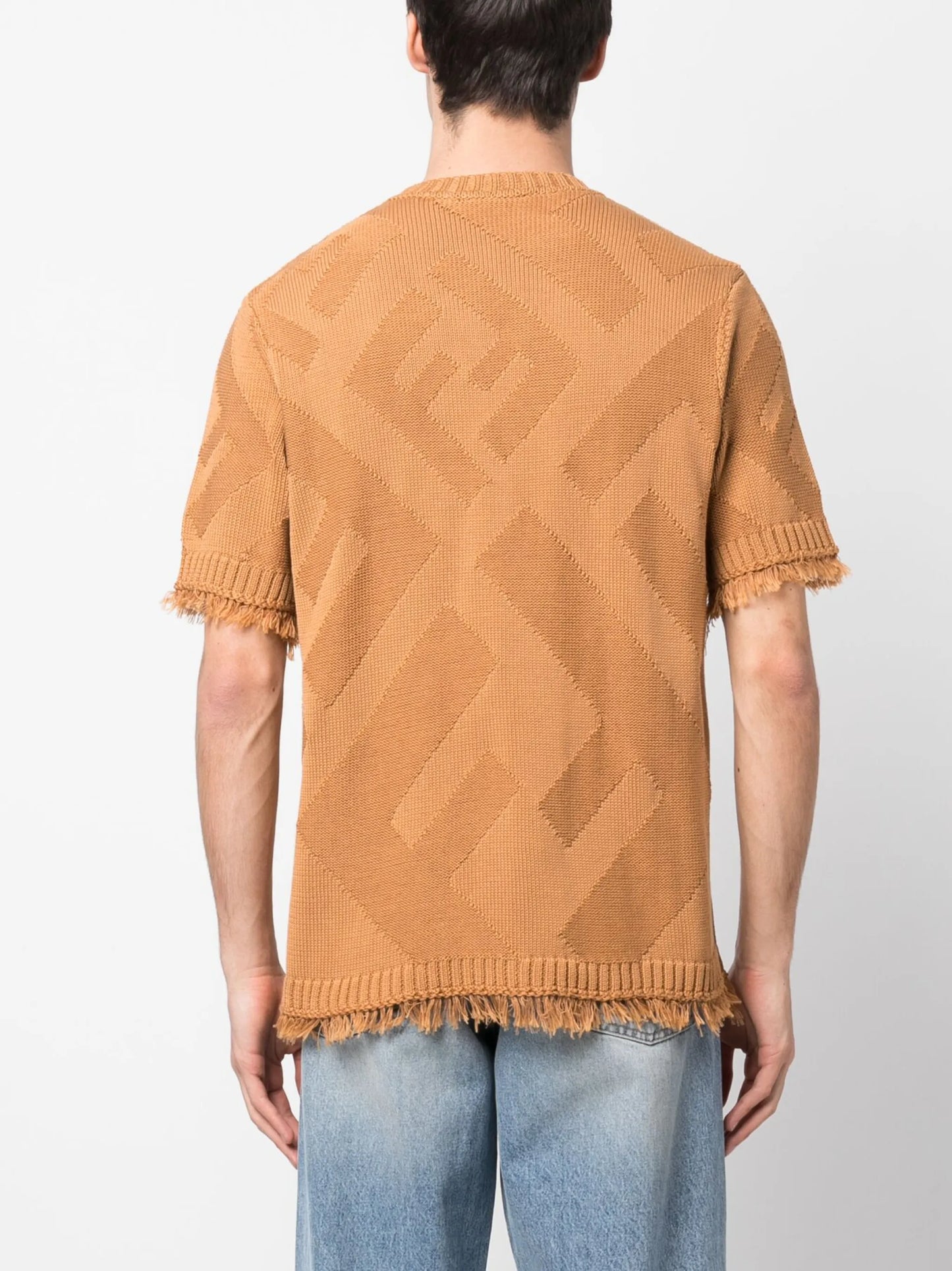 logo-pattern knitted T-shirt