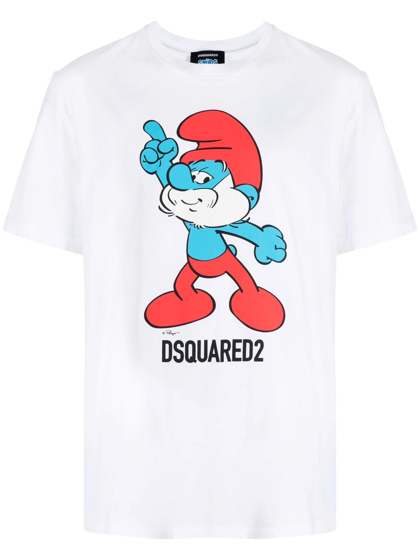 Smurf-print organic-cotton T-shirt