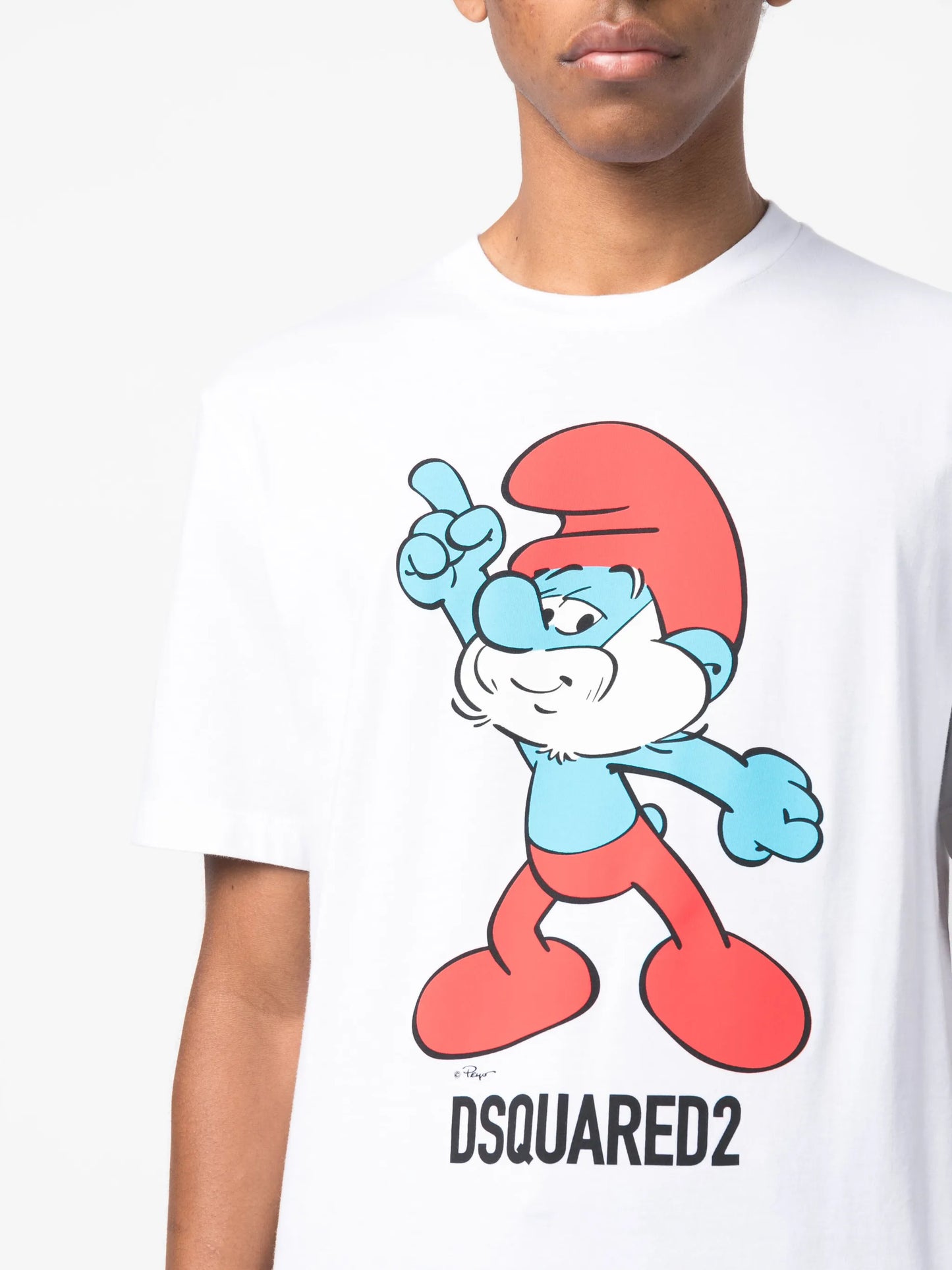 Smurf-print organic-cotton T-shirt