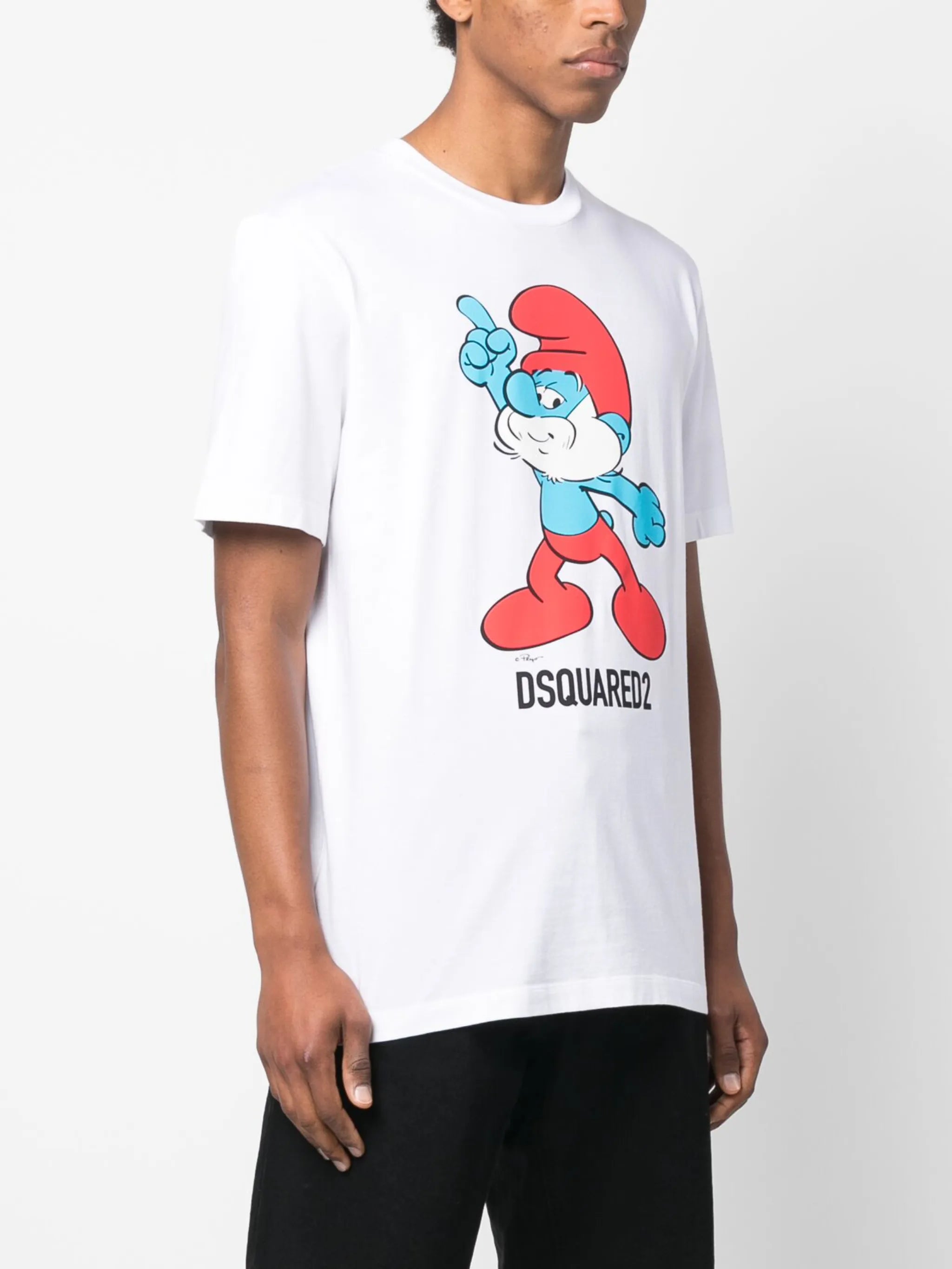 Smurf-print organic-cotton T-shirt