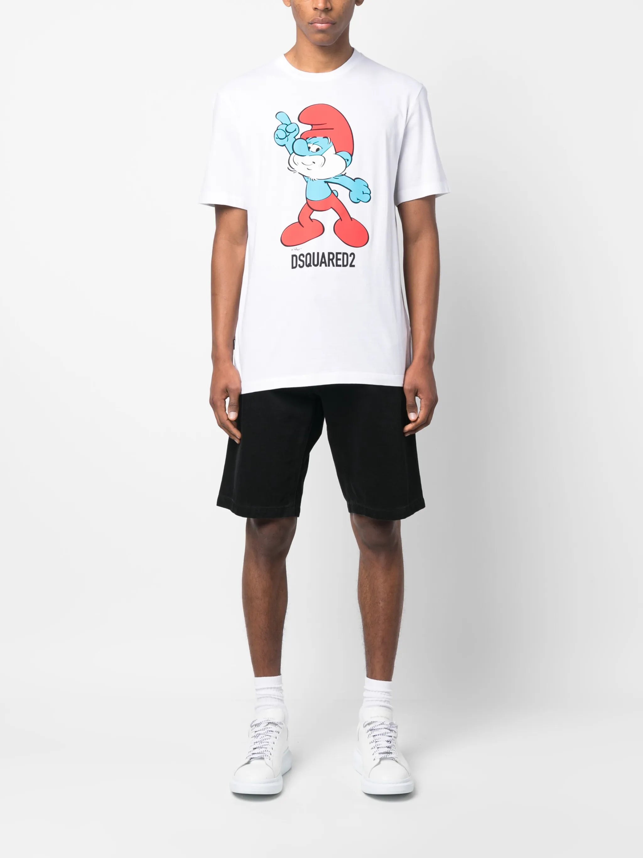 Smurf-print organic-cotton T-shirt