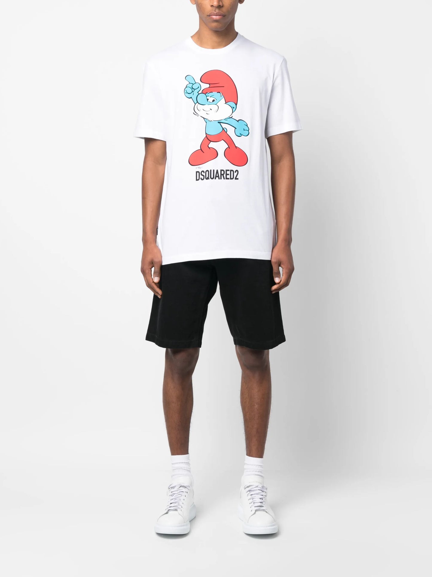 Smurf-print organic-cotton T-shirt