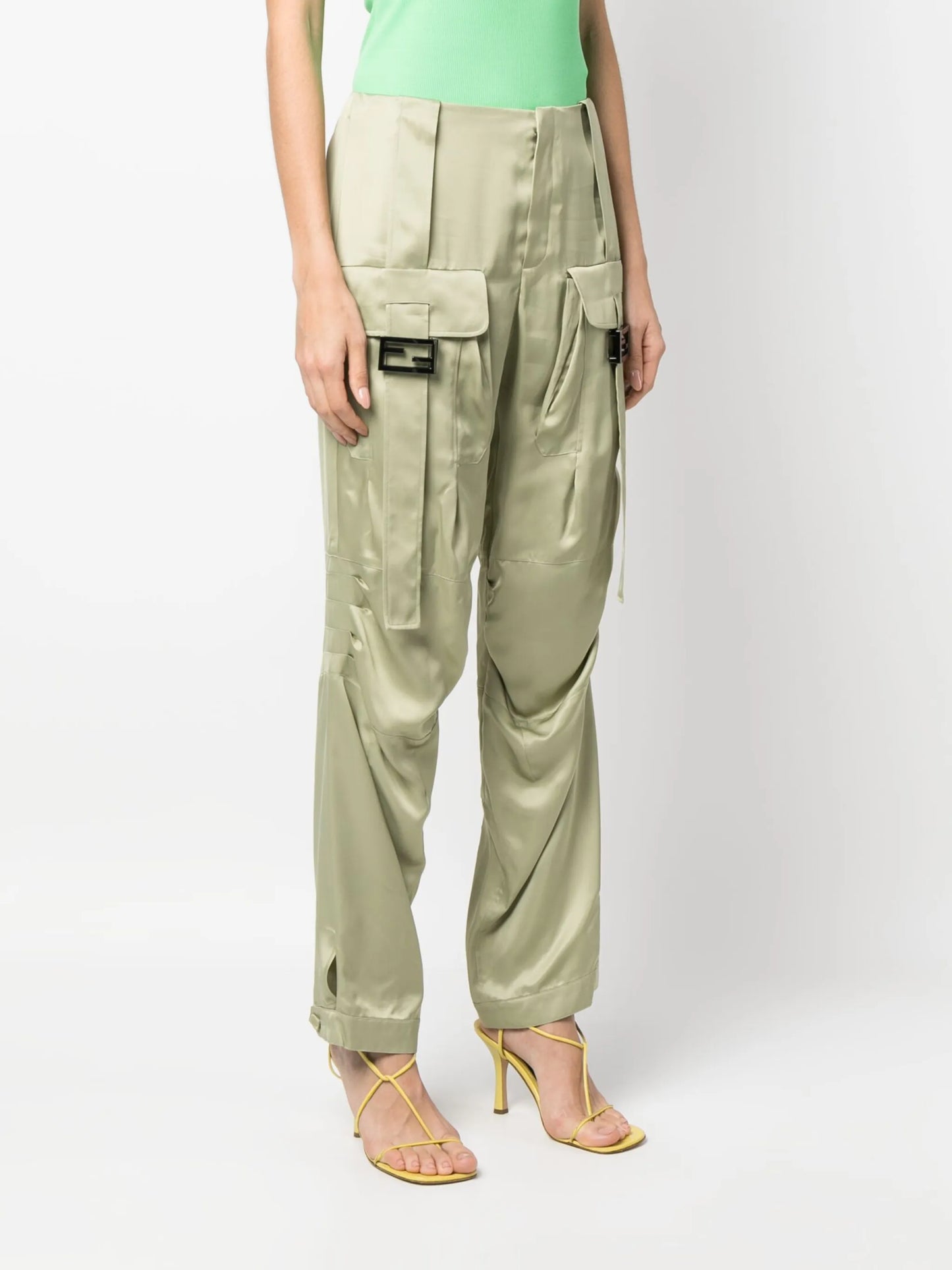 satin-finish cargo trousers