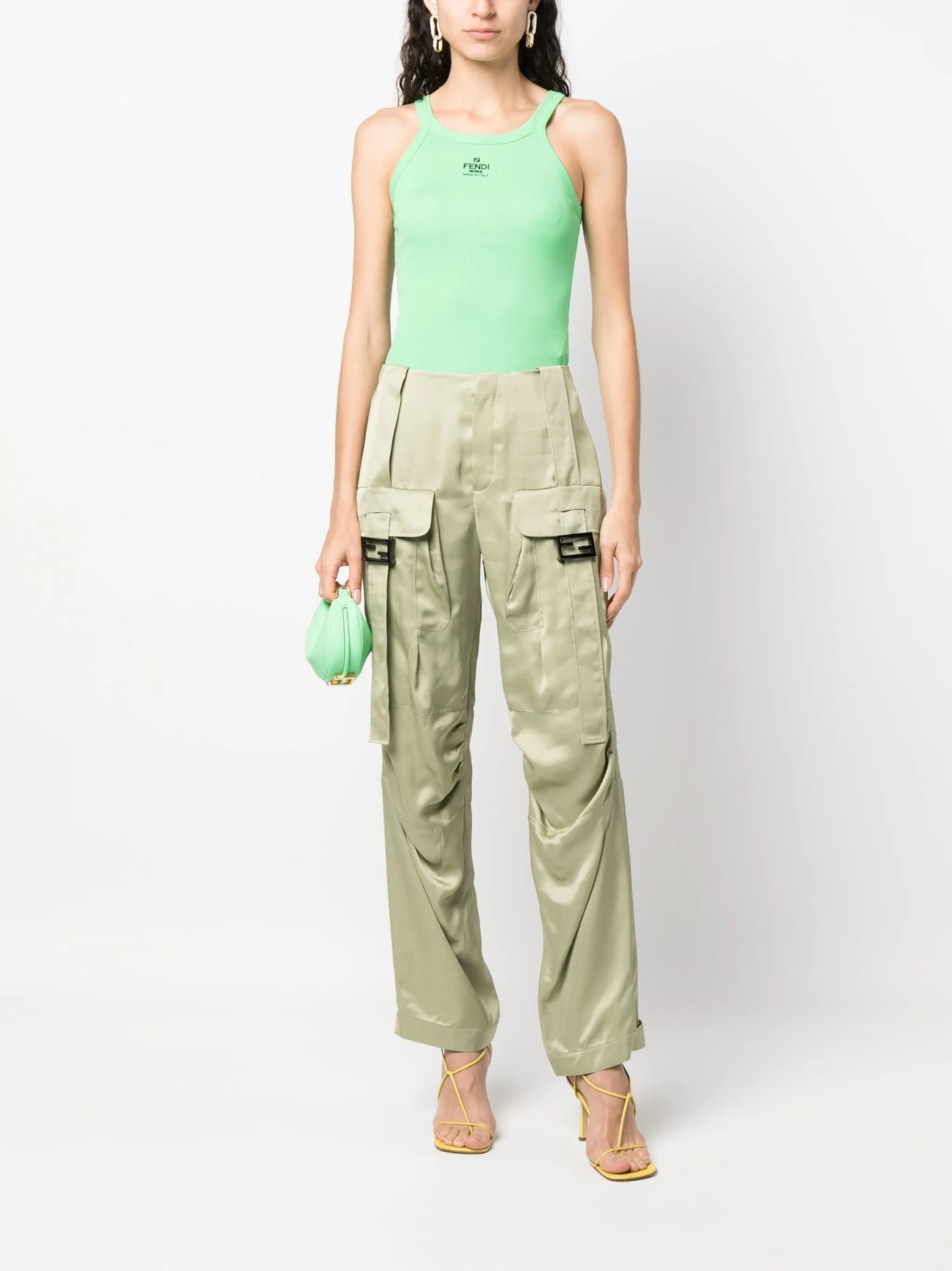 satin-finish cargo trousers